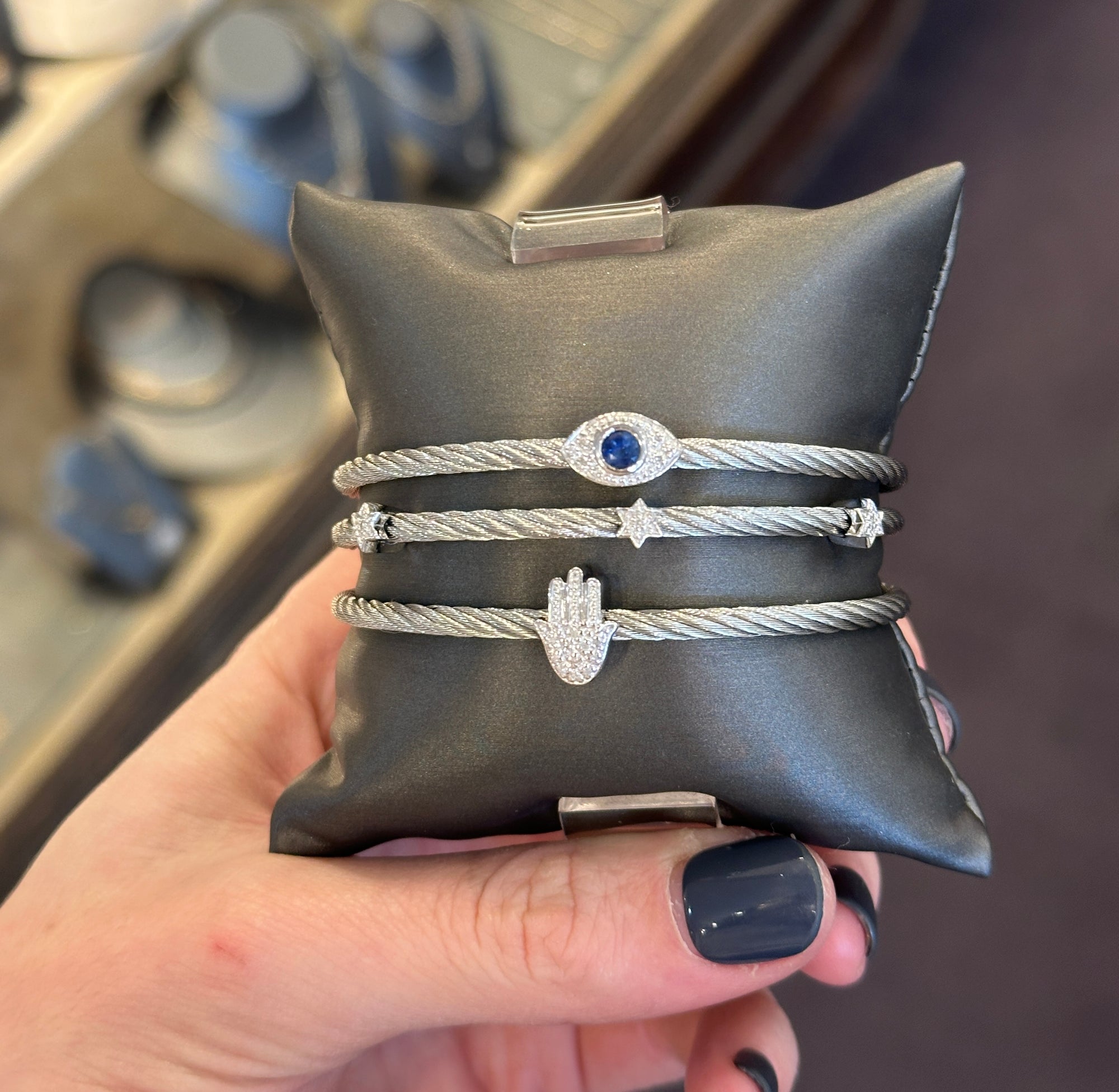 Diamond & Sapphire Evil Eye Cable Bracelet