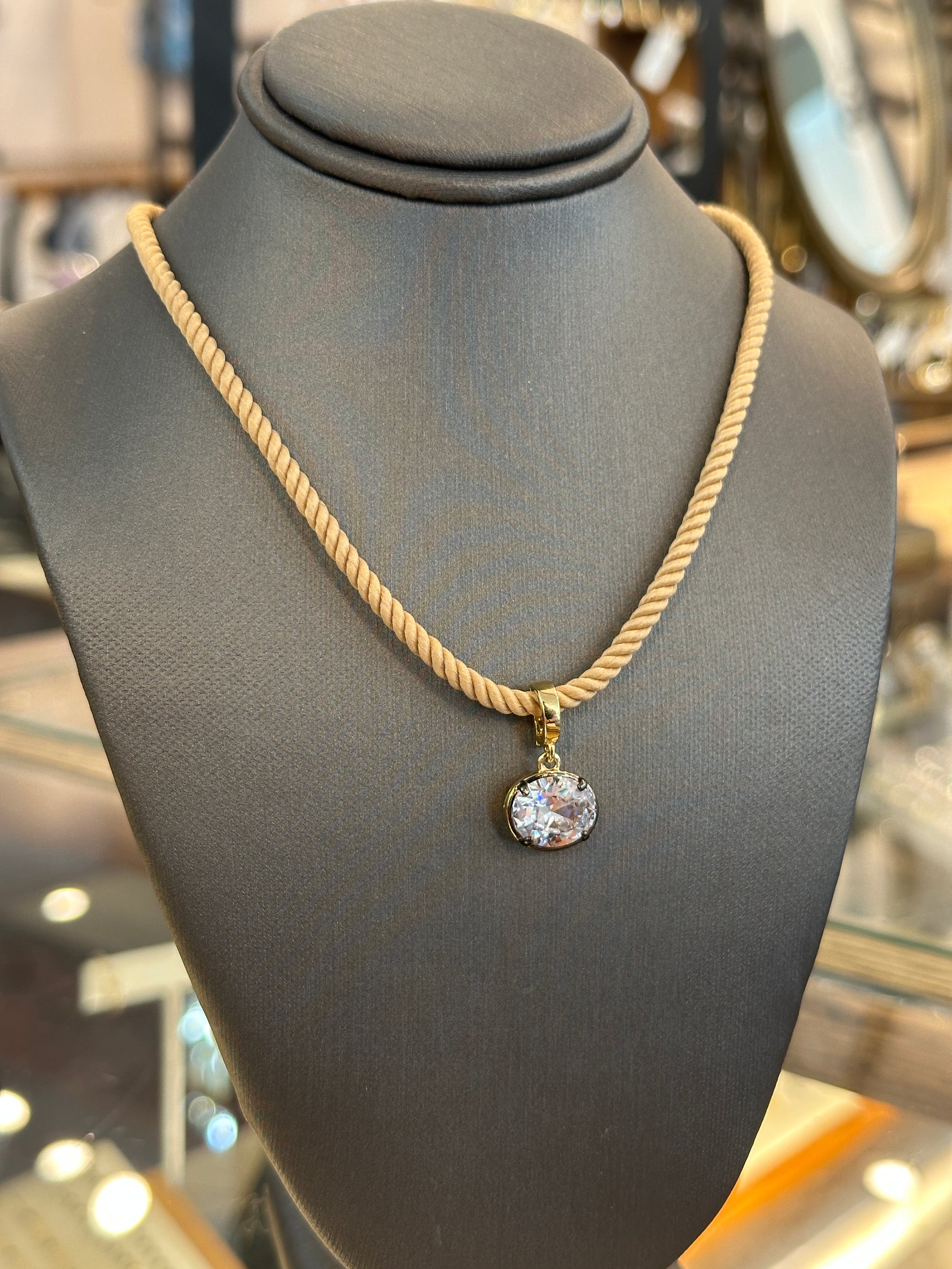 Georgian Bezel Charm on Beige Cord