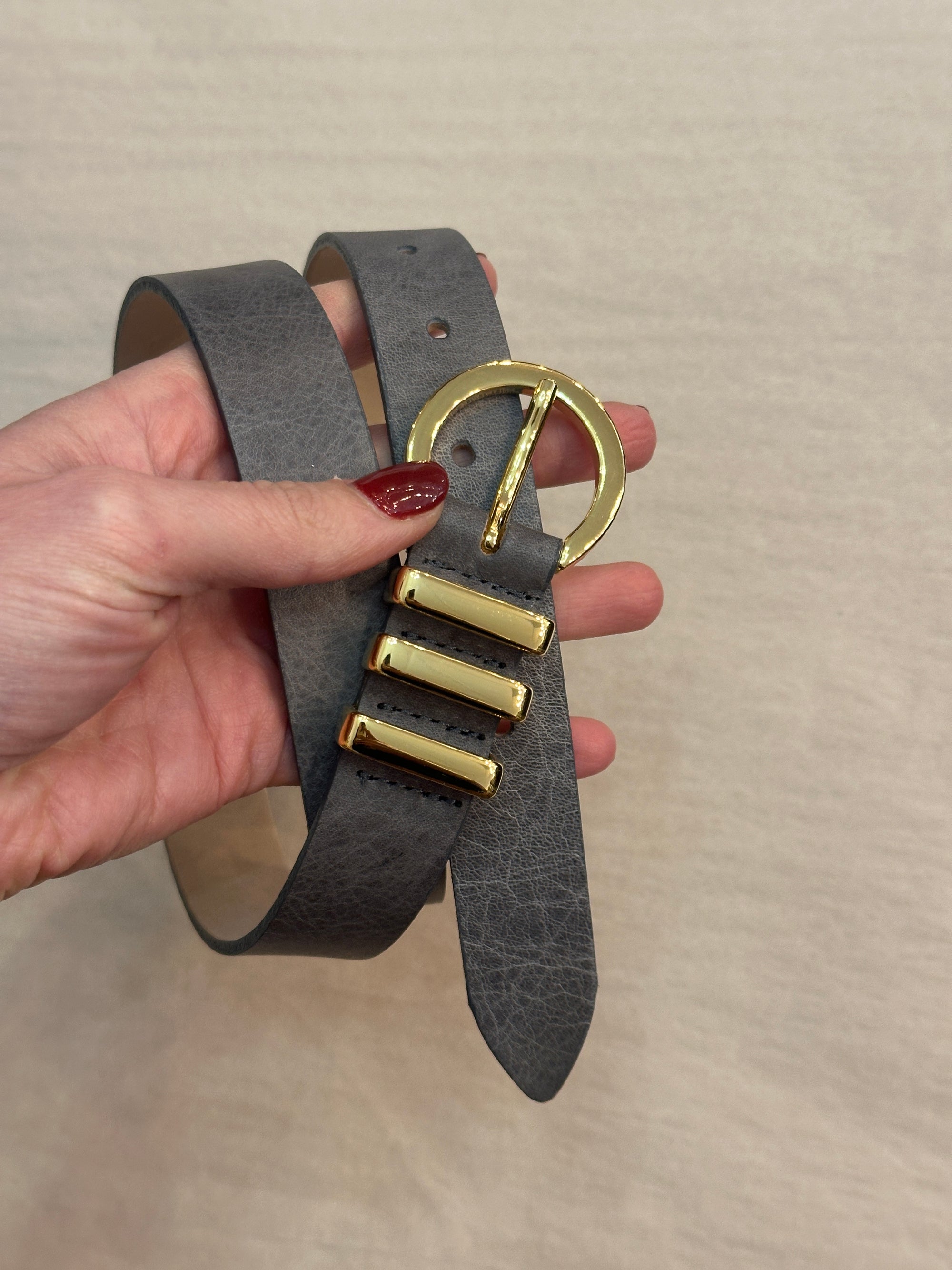 Grey Belt with Gold Buckle