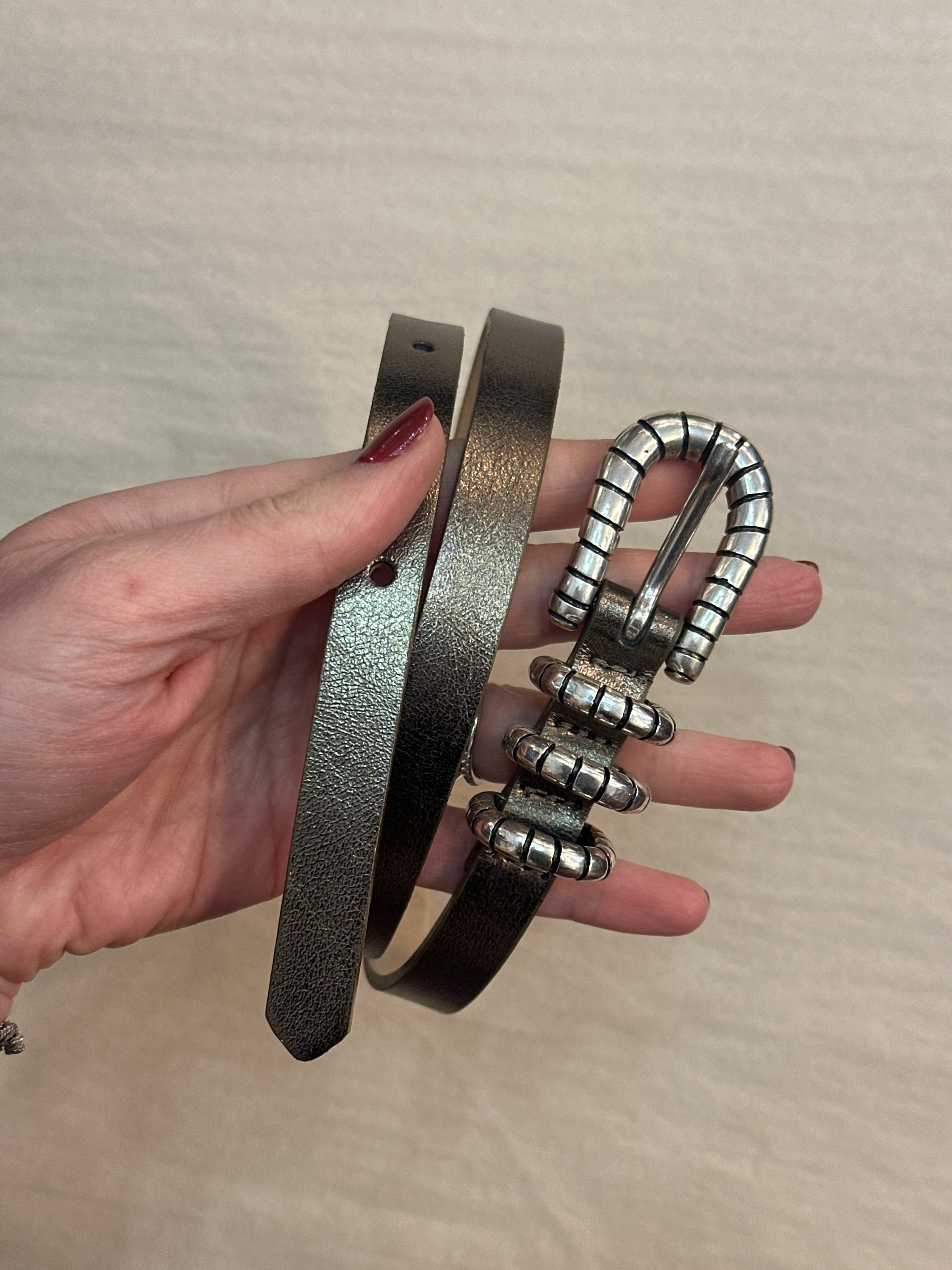 Pewter Belt with Silver Buckle
