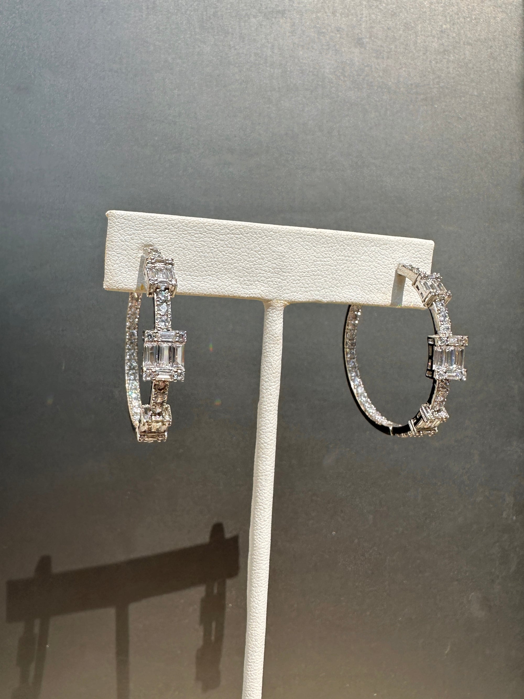 Baguette Station Hoop Earrings