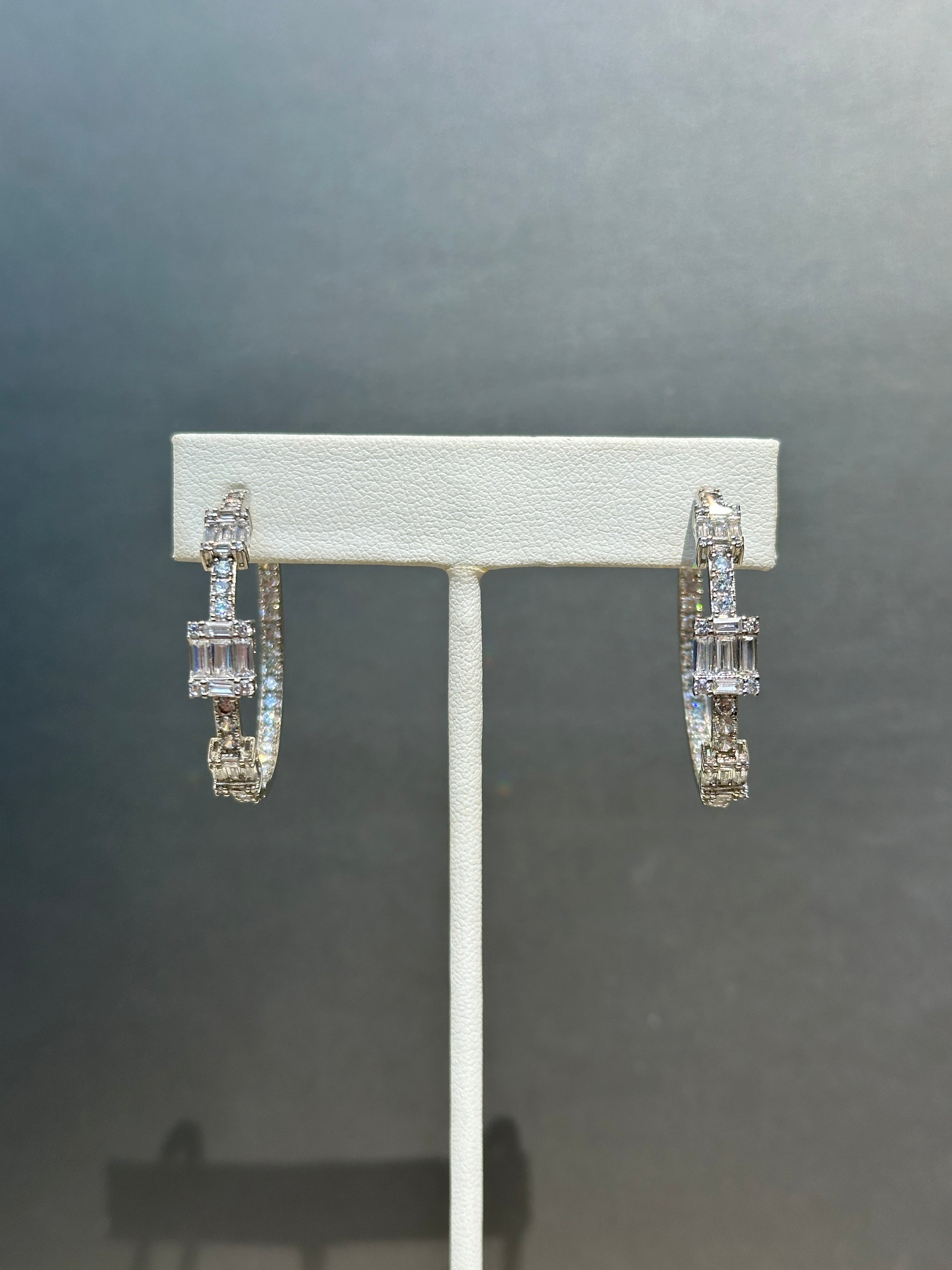 Baguette Station Hoop Earrings