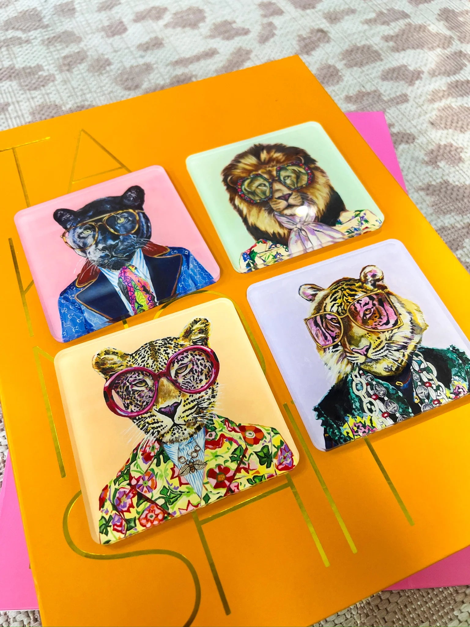 Big Cats Acrylic Coaster Set