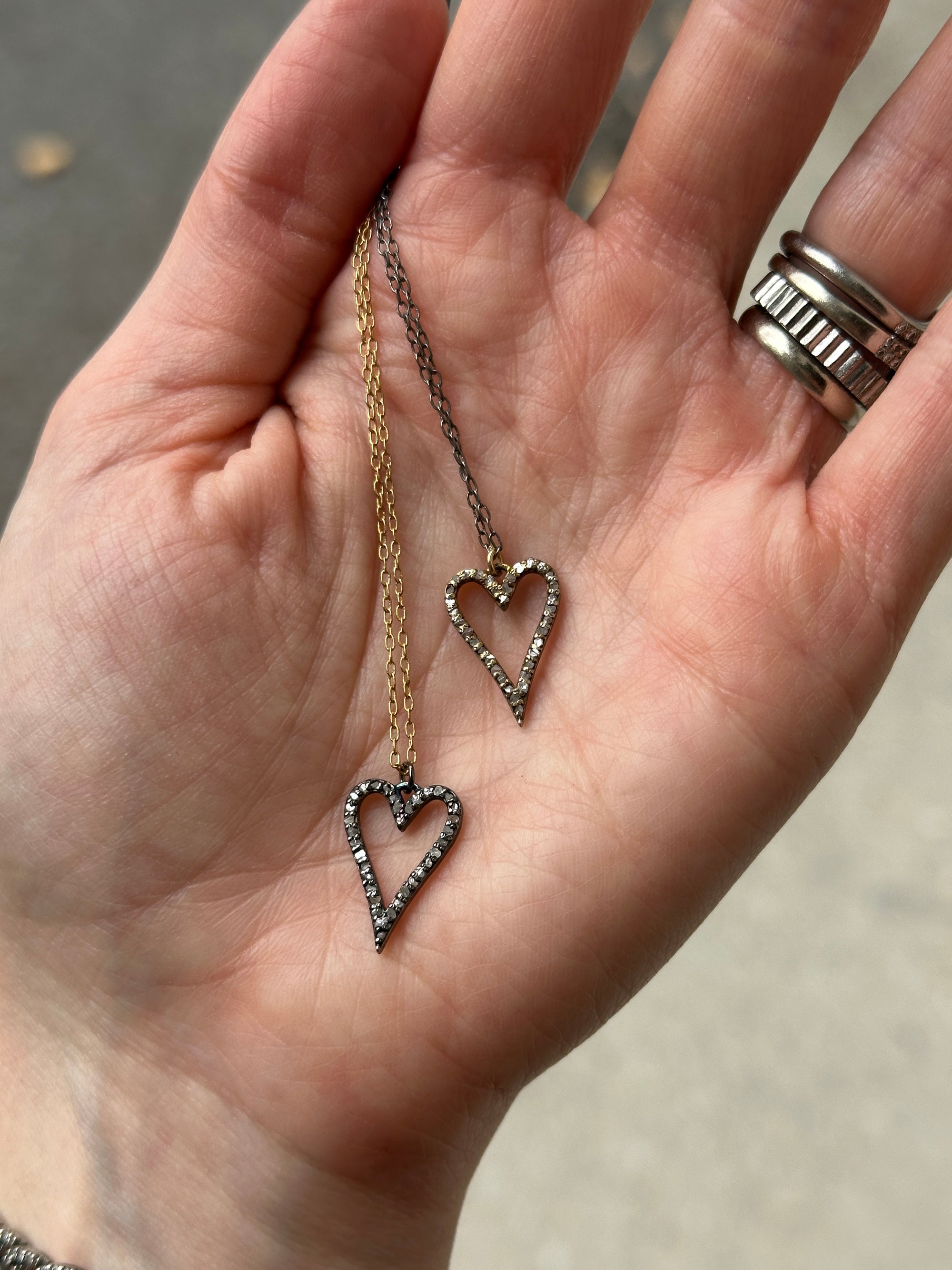 Two Tone Diamond Heart Necklace
