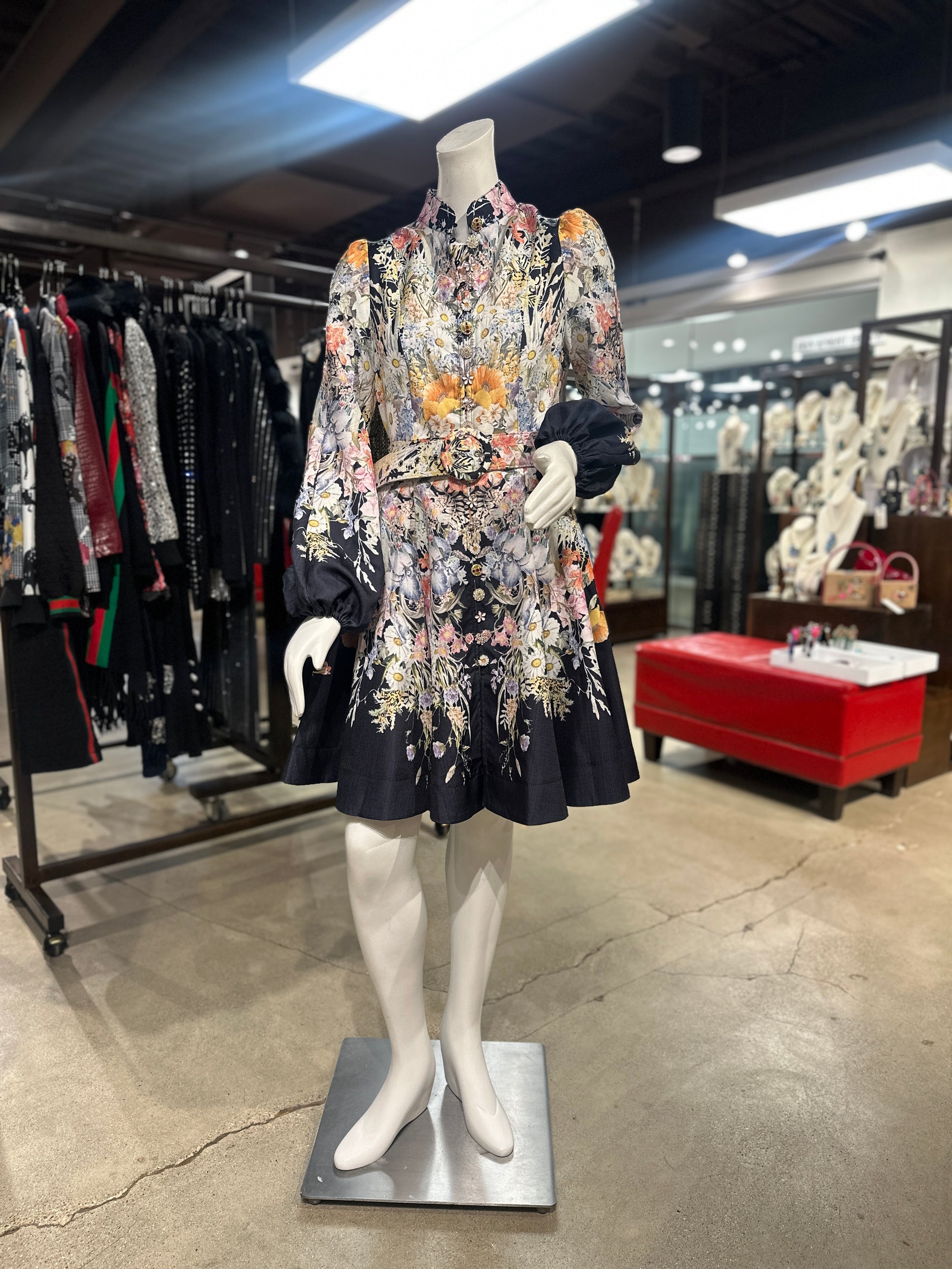 Floral Belted Swing Dress