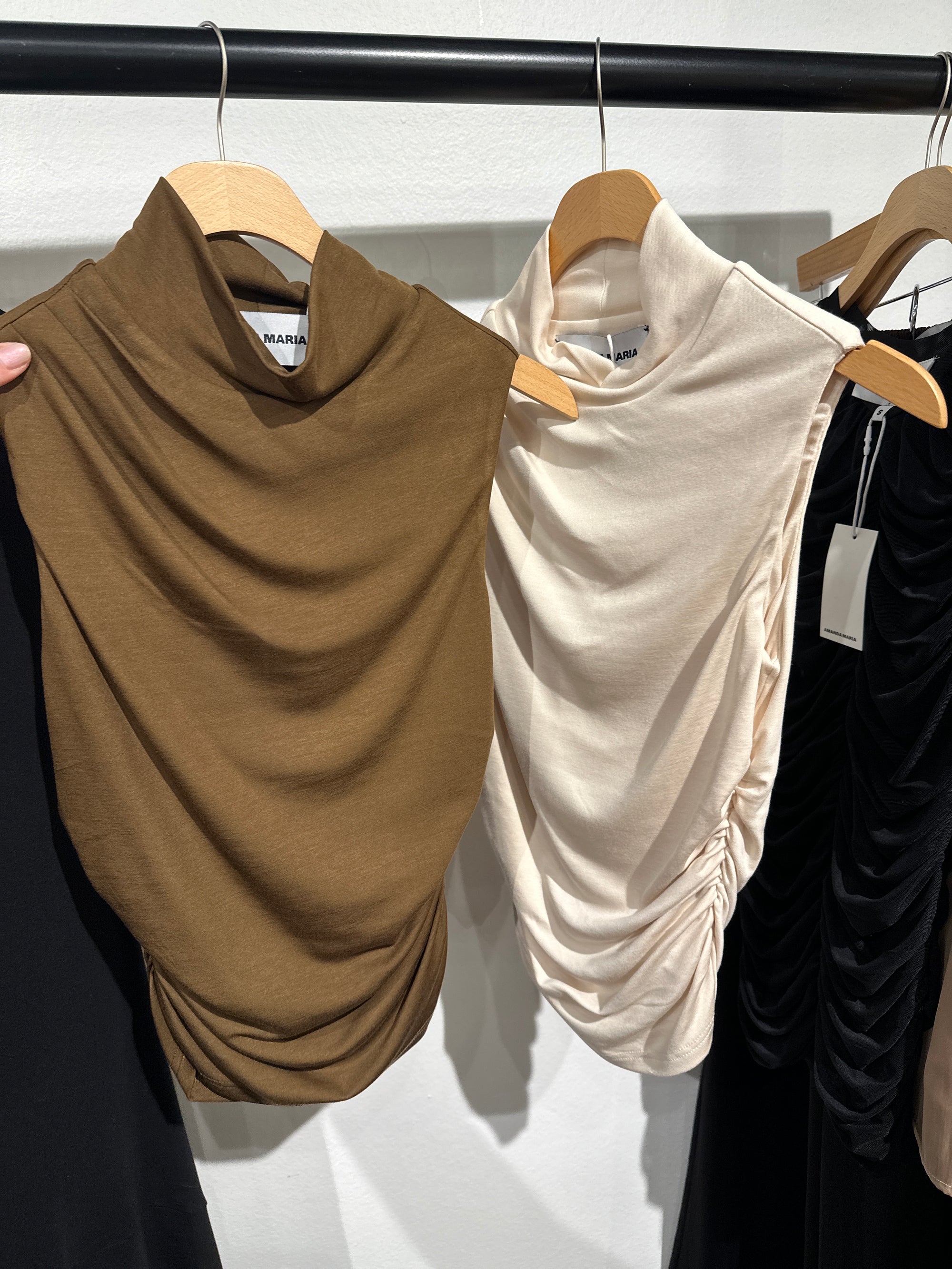 Pleated Mock Neck Top