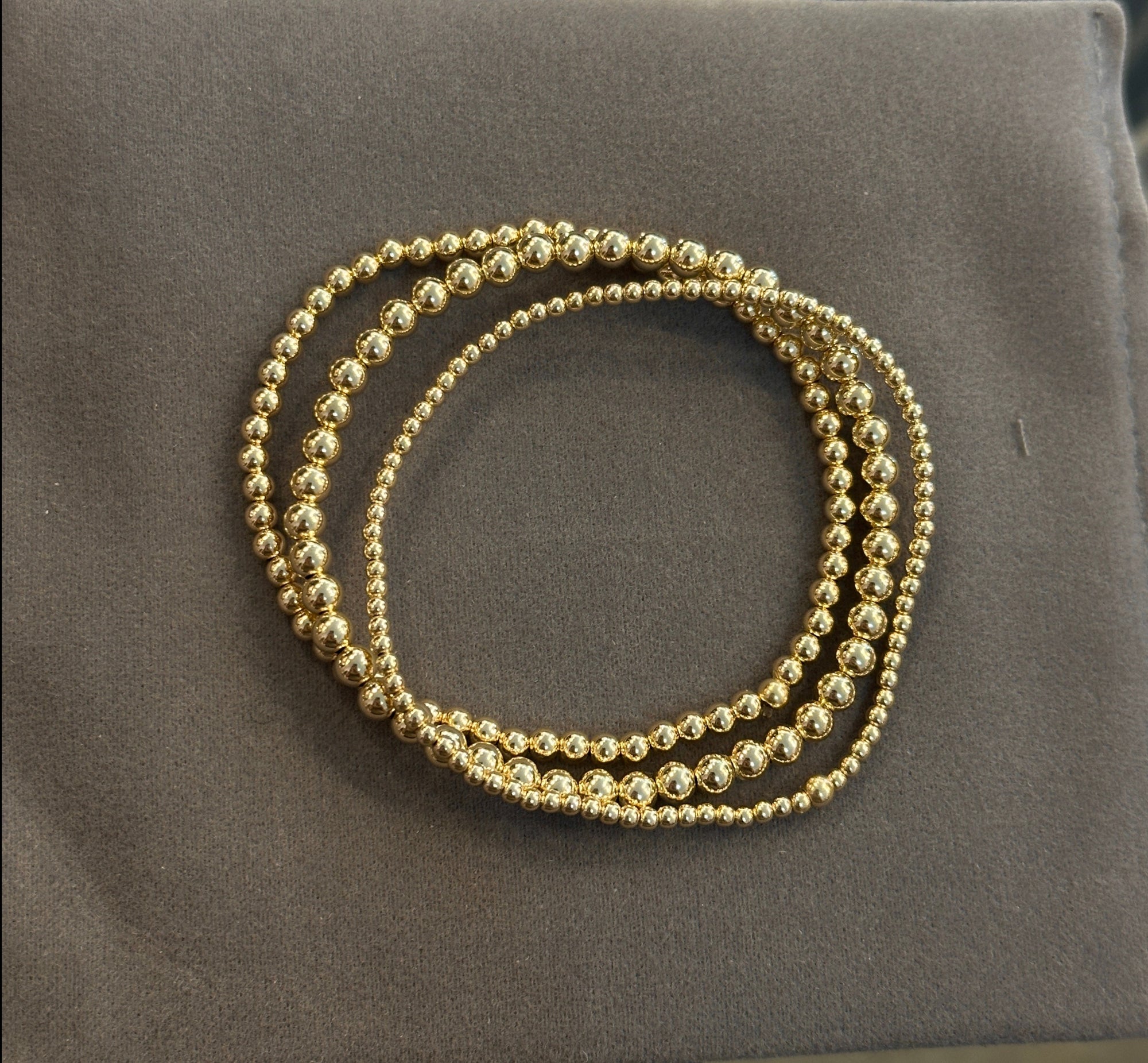 14K Beaded Bracelet Set of 3