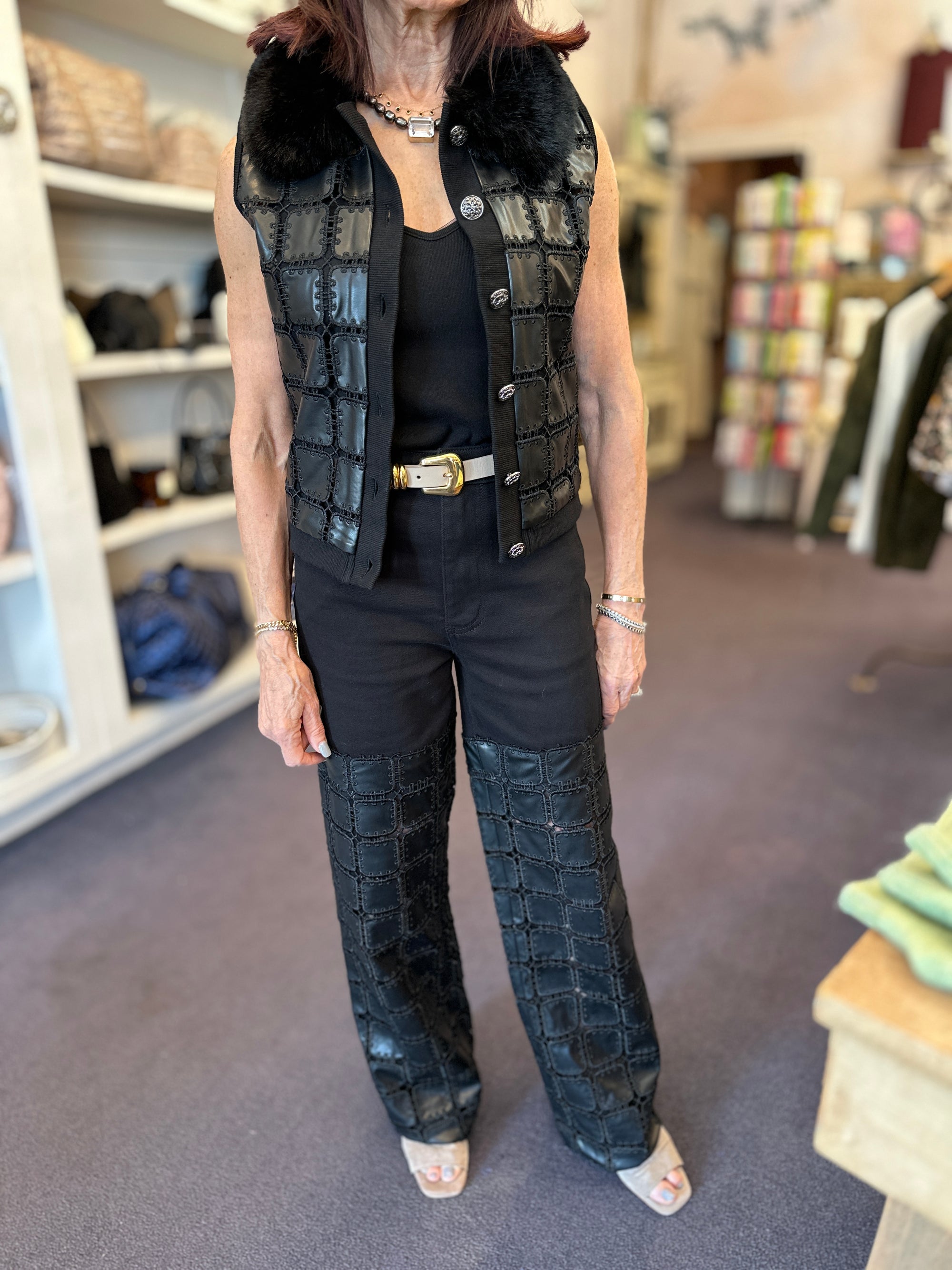 Leather Detail Jeans