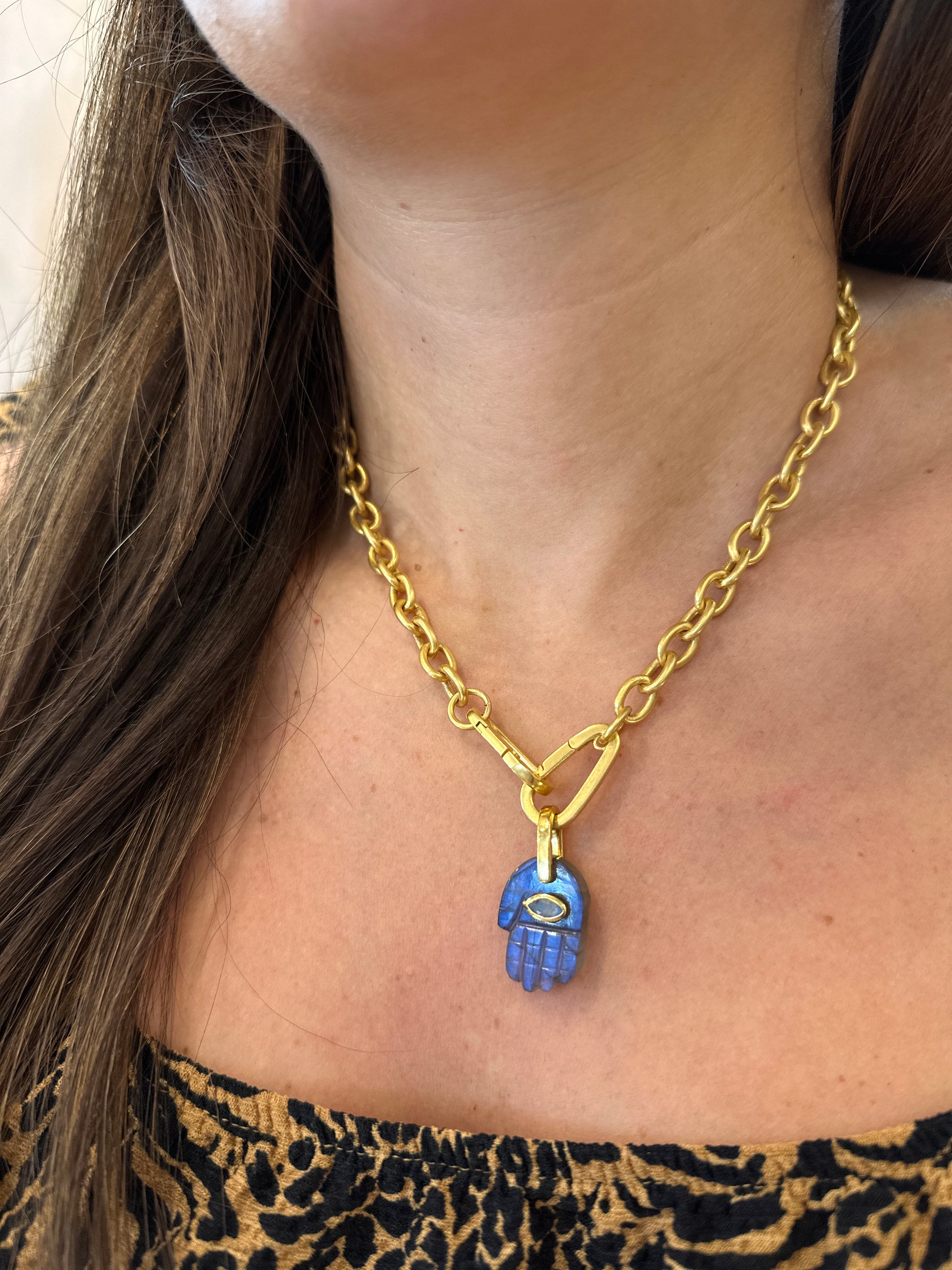 Labradorite Hamsa Necklace