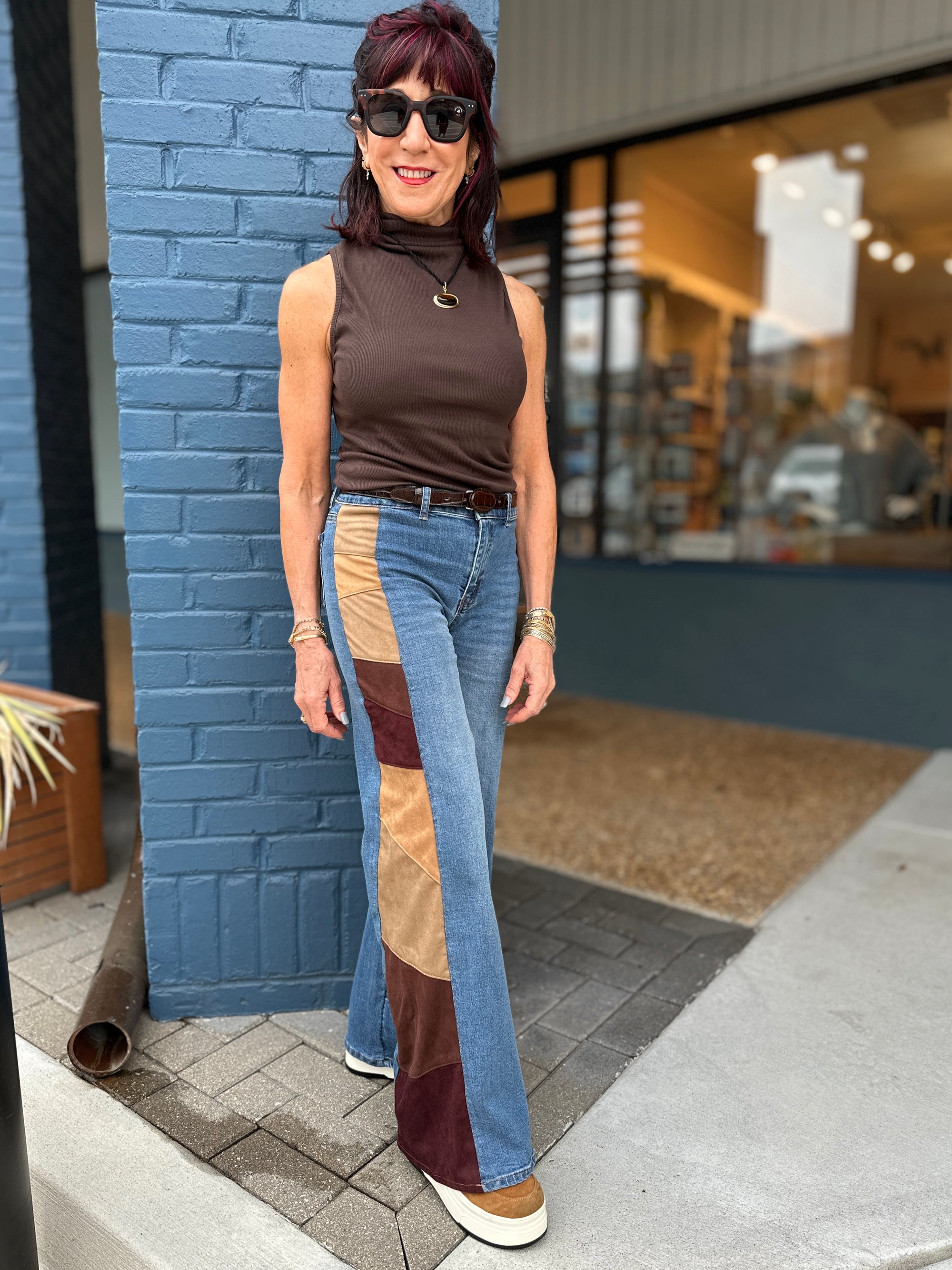 Suede Side Panel Jean