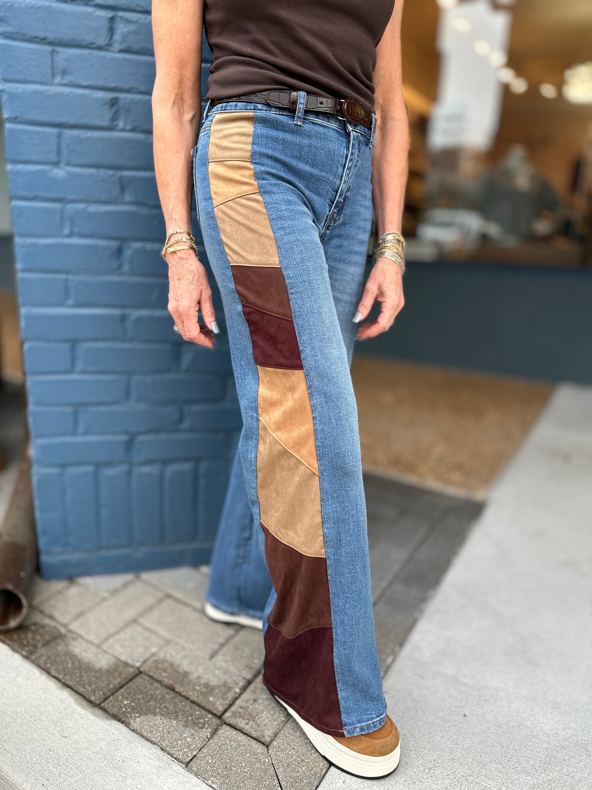 Suede Side Panel Jean