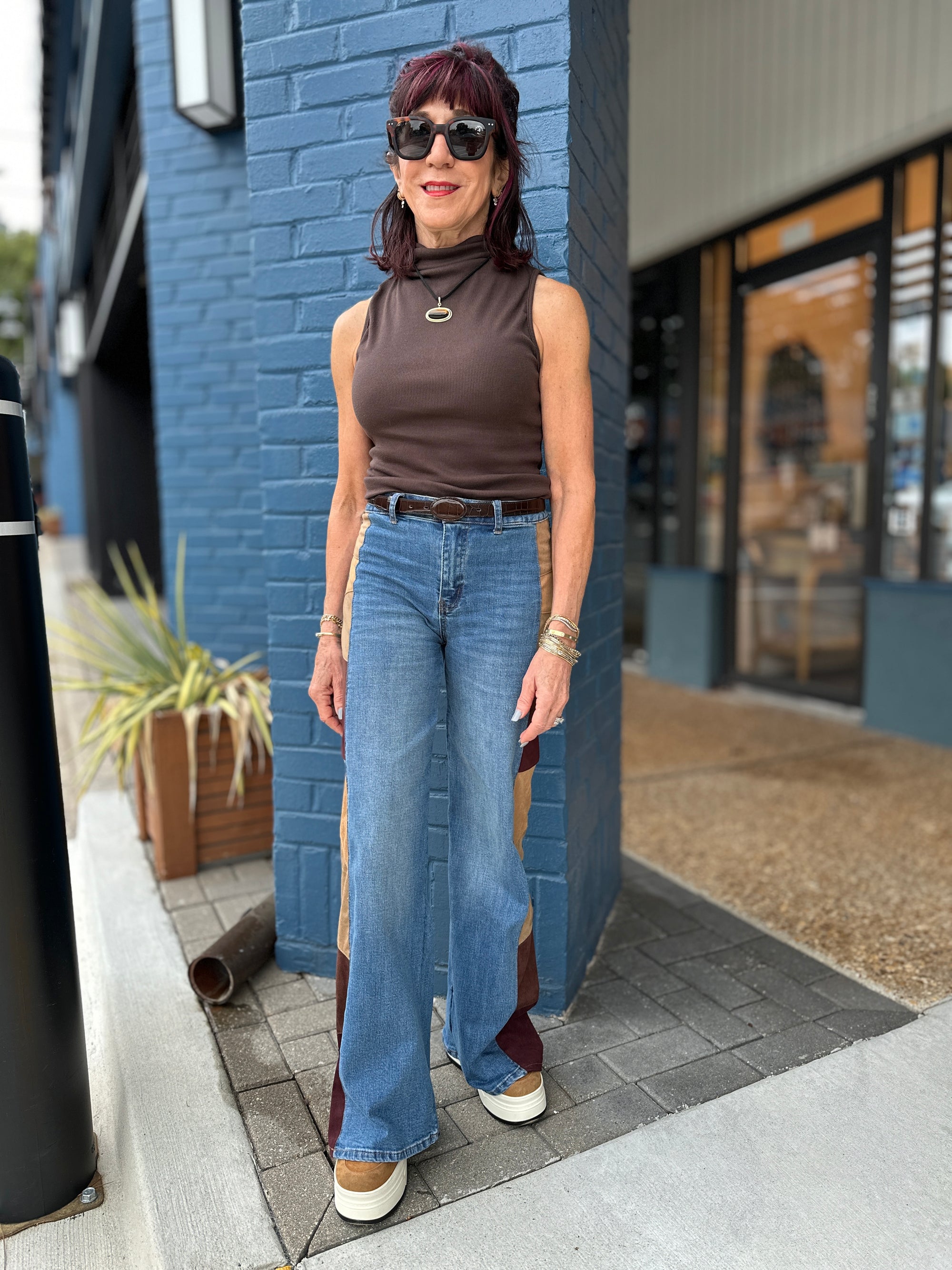 Suede Side Panel Jean