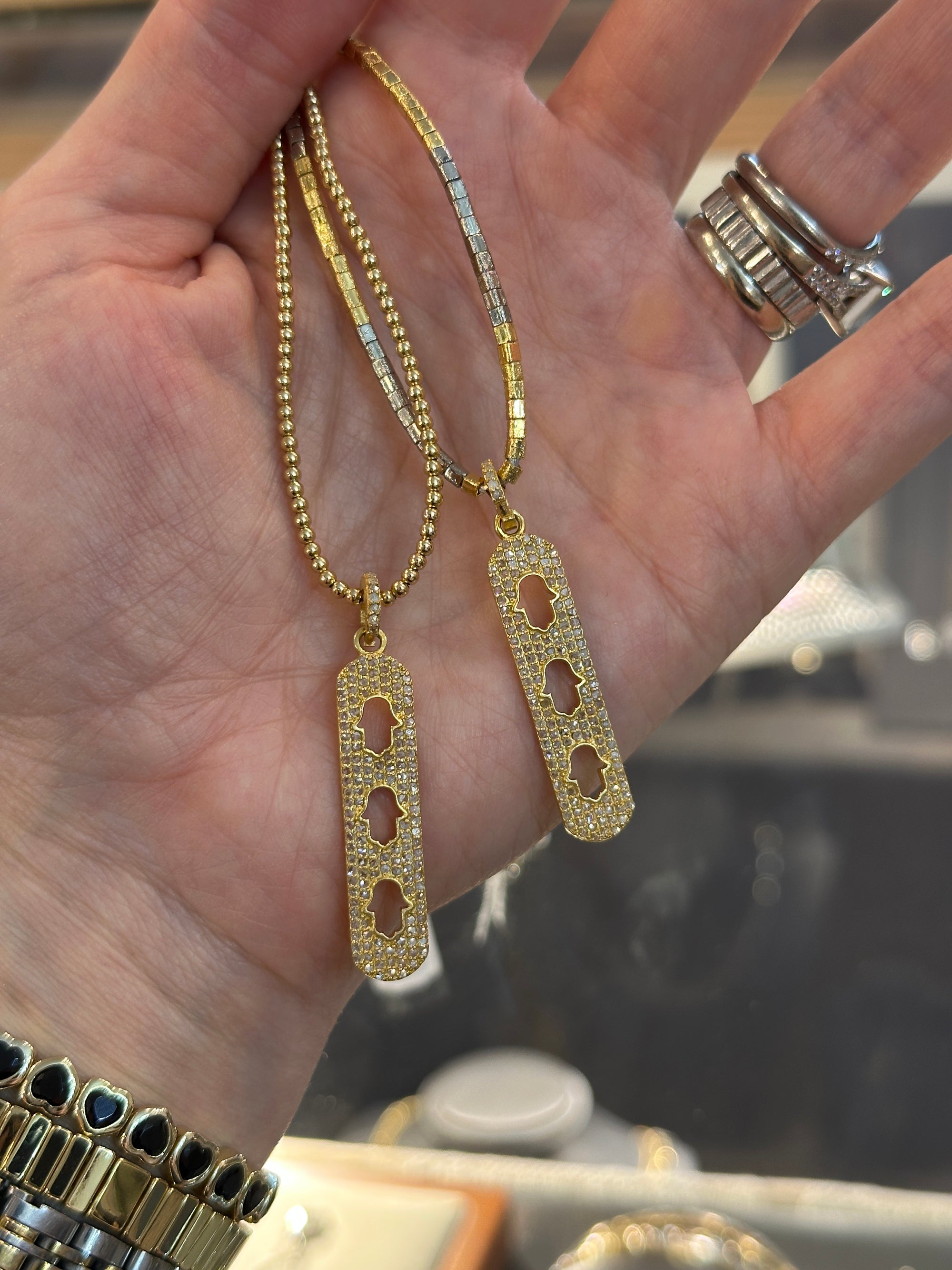 Diamond Hamsa Pendant