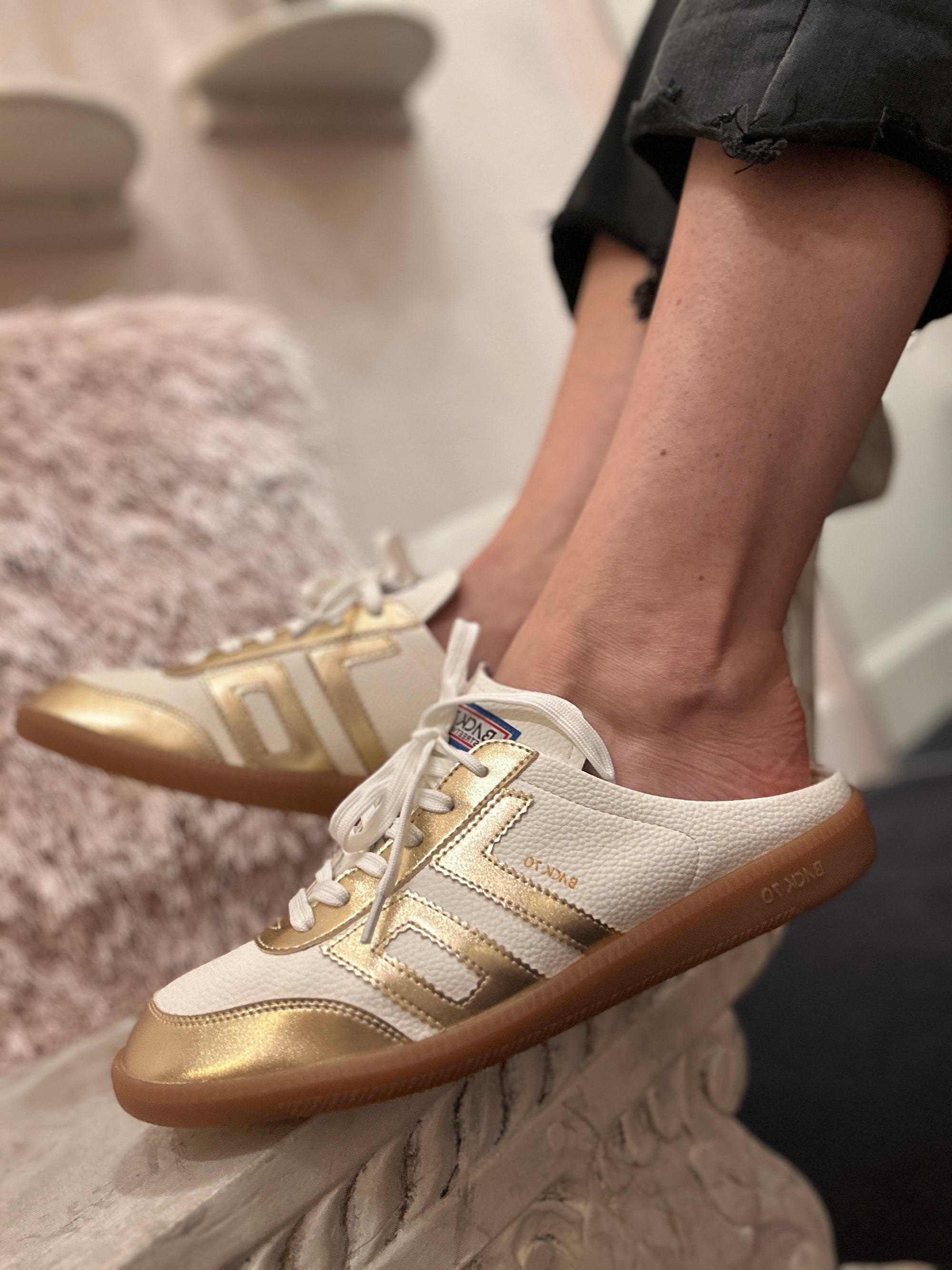 Gold Backless Sneaker