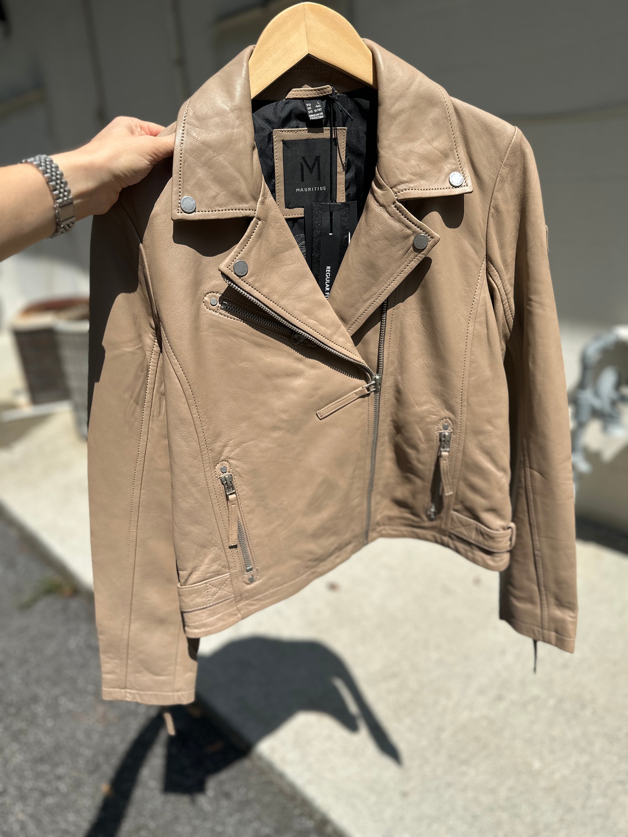 Toffee Leather Moto Jacket