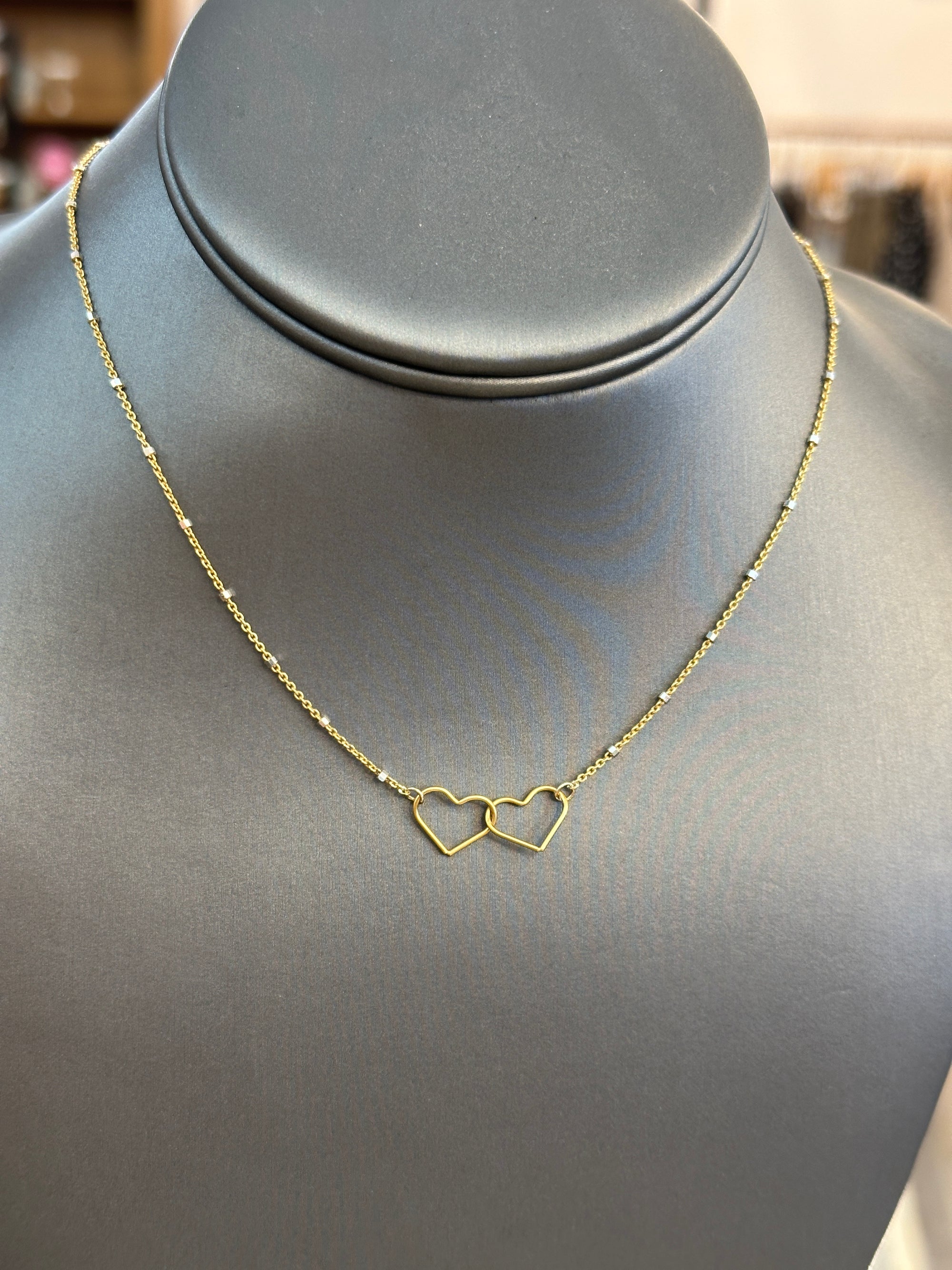 Double Floating Hearts Necklace