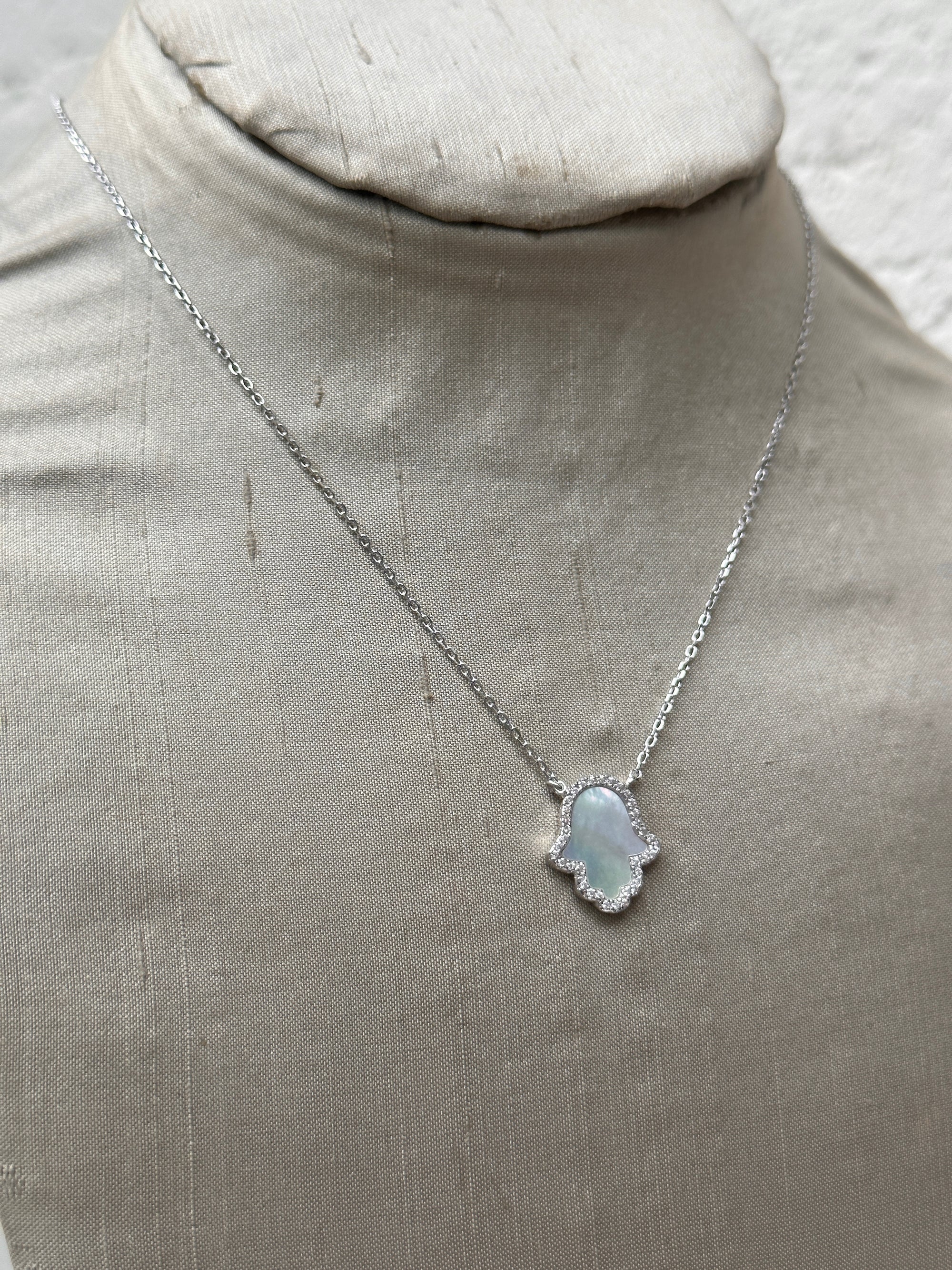 Mother of Pearl Hamsa Necklace