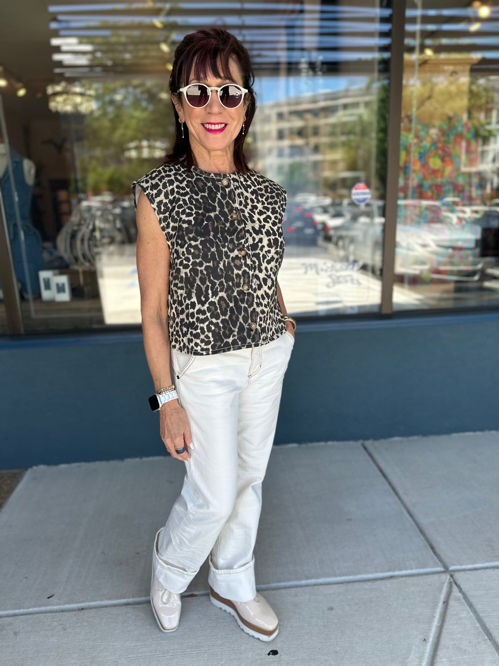 Leopard Buttondown Top