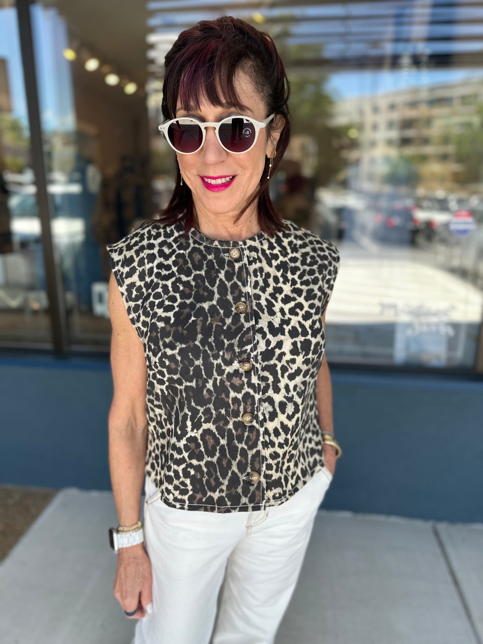 Leopard Buttondown Top