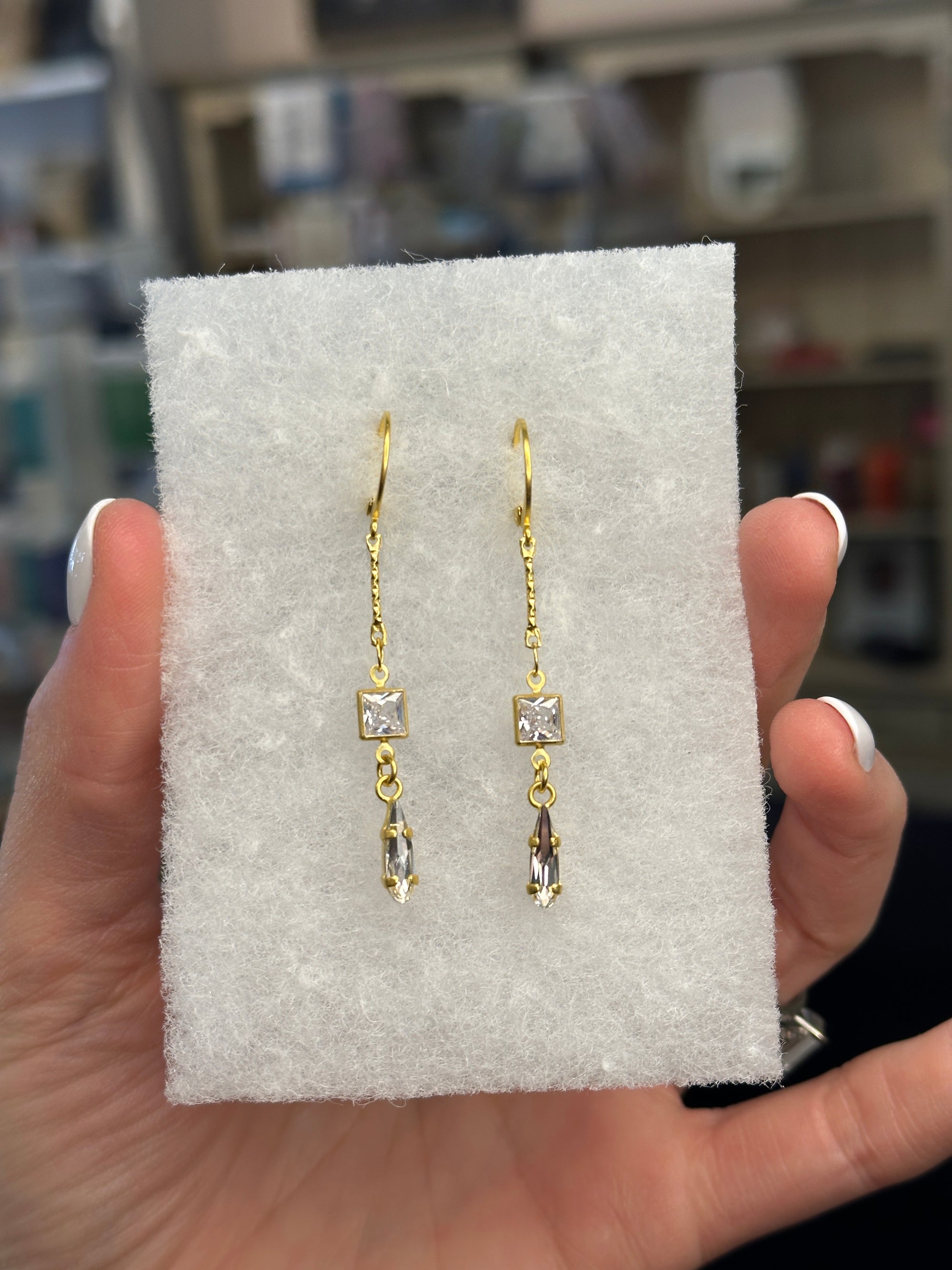 Delicate Crystal Chain Earrings