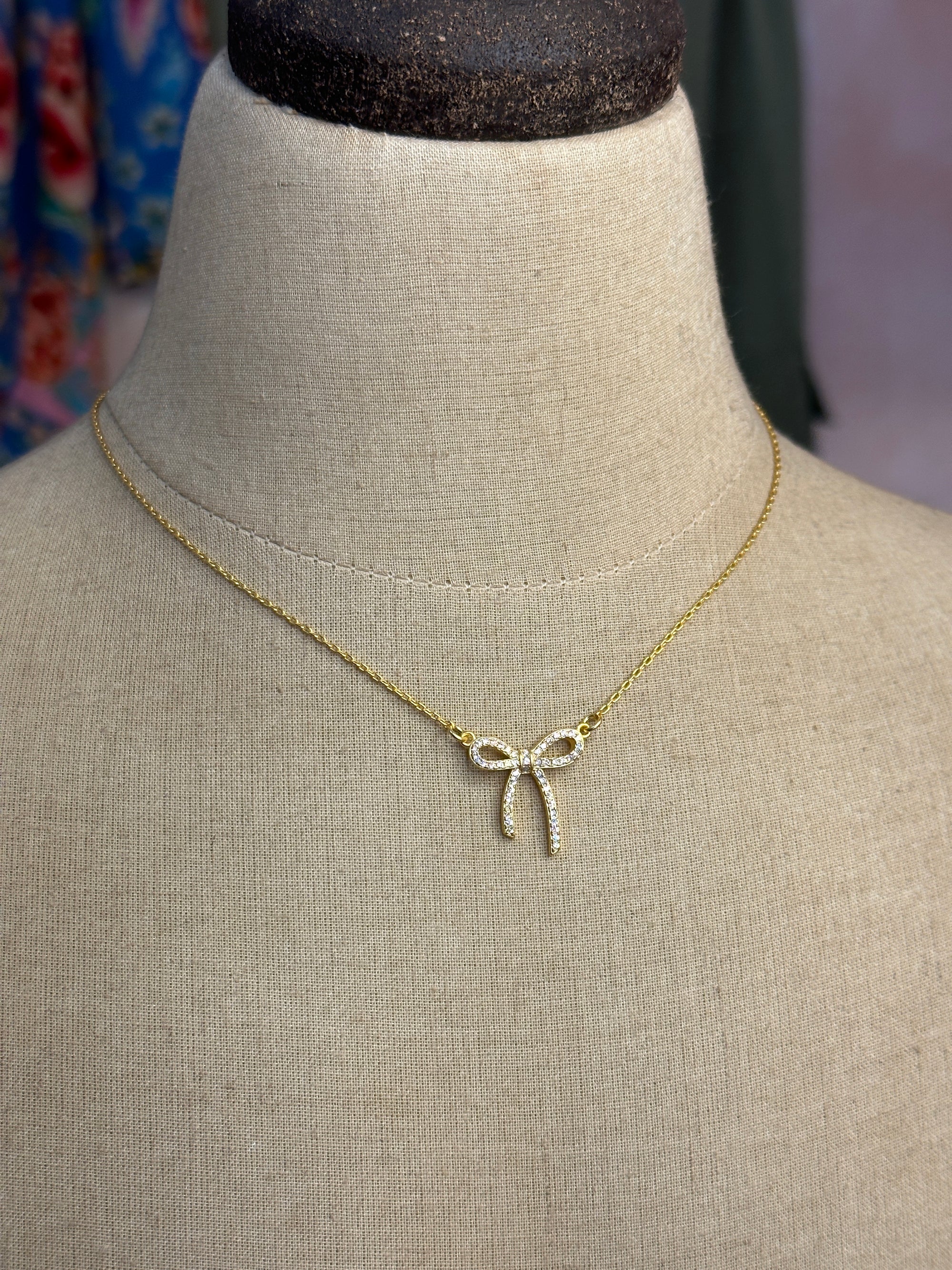 Delicate CZ Bow Necklace