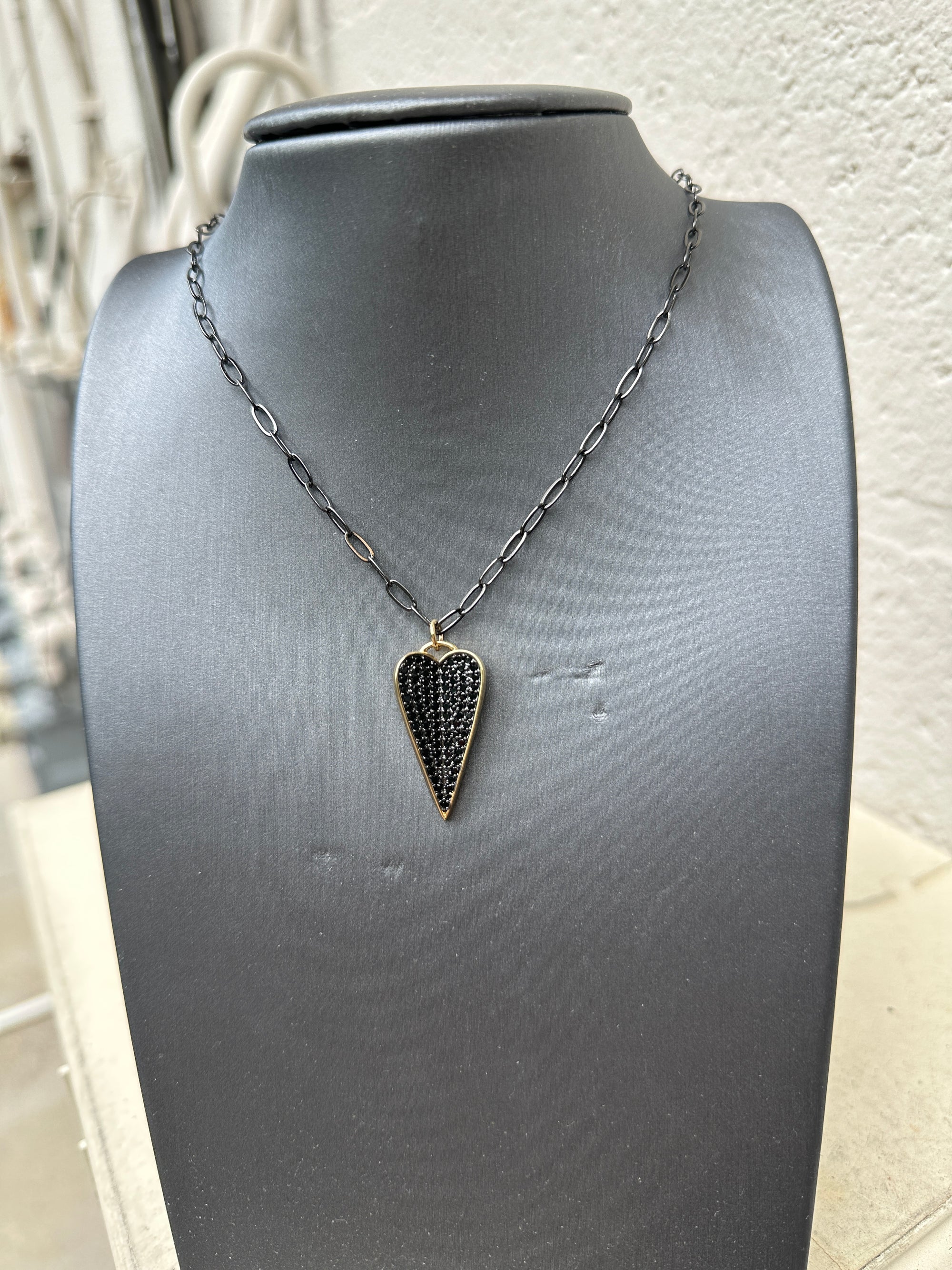 Black Angled Heart Necklace