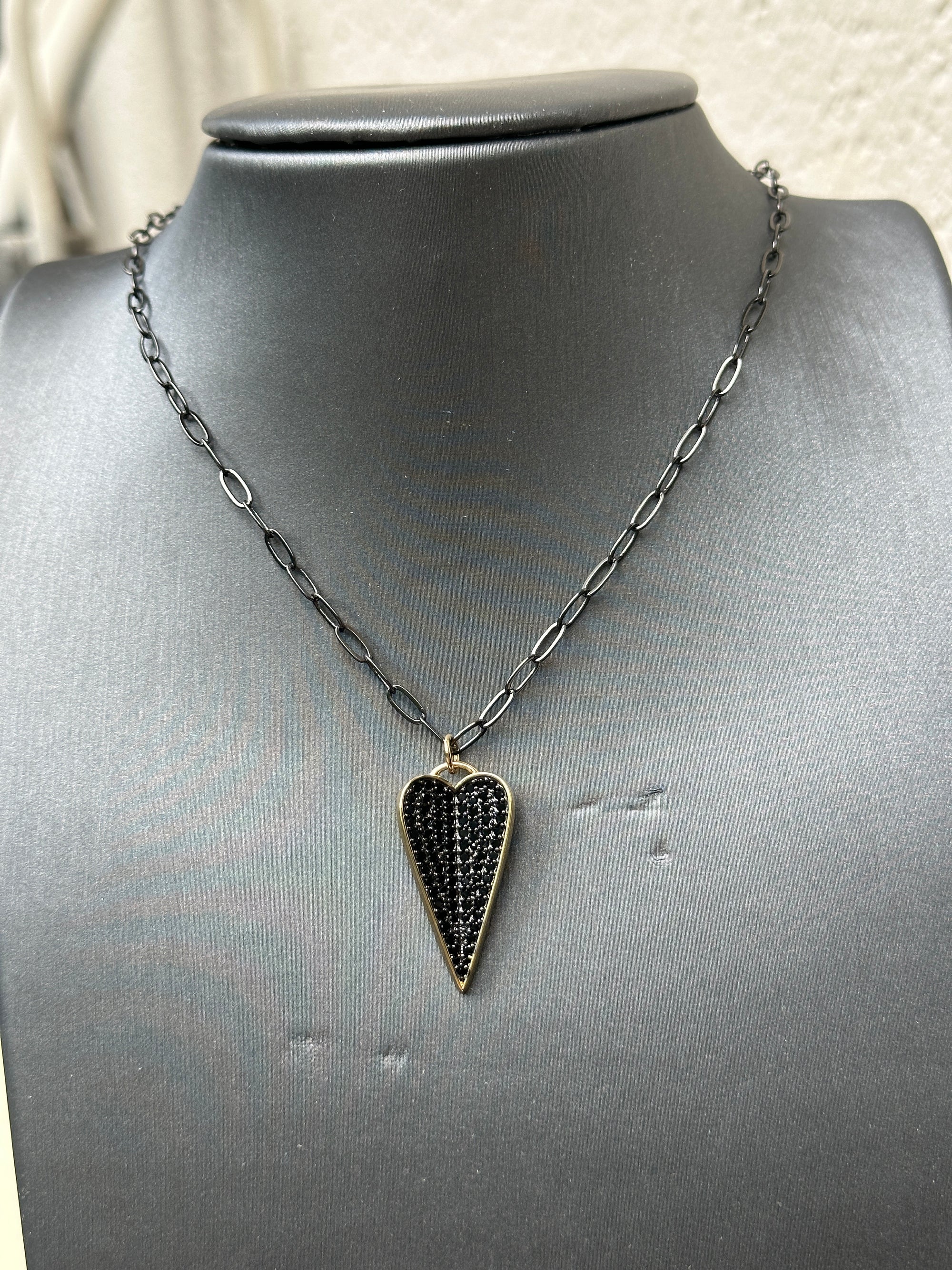 Black Angled Heart Necklace