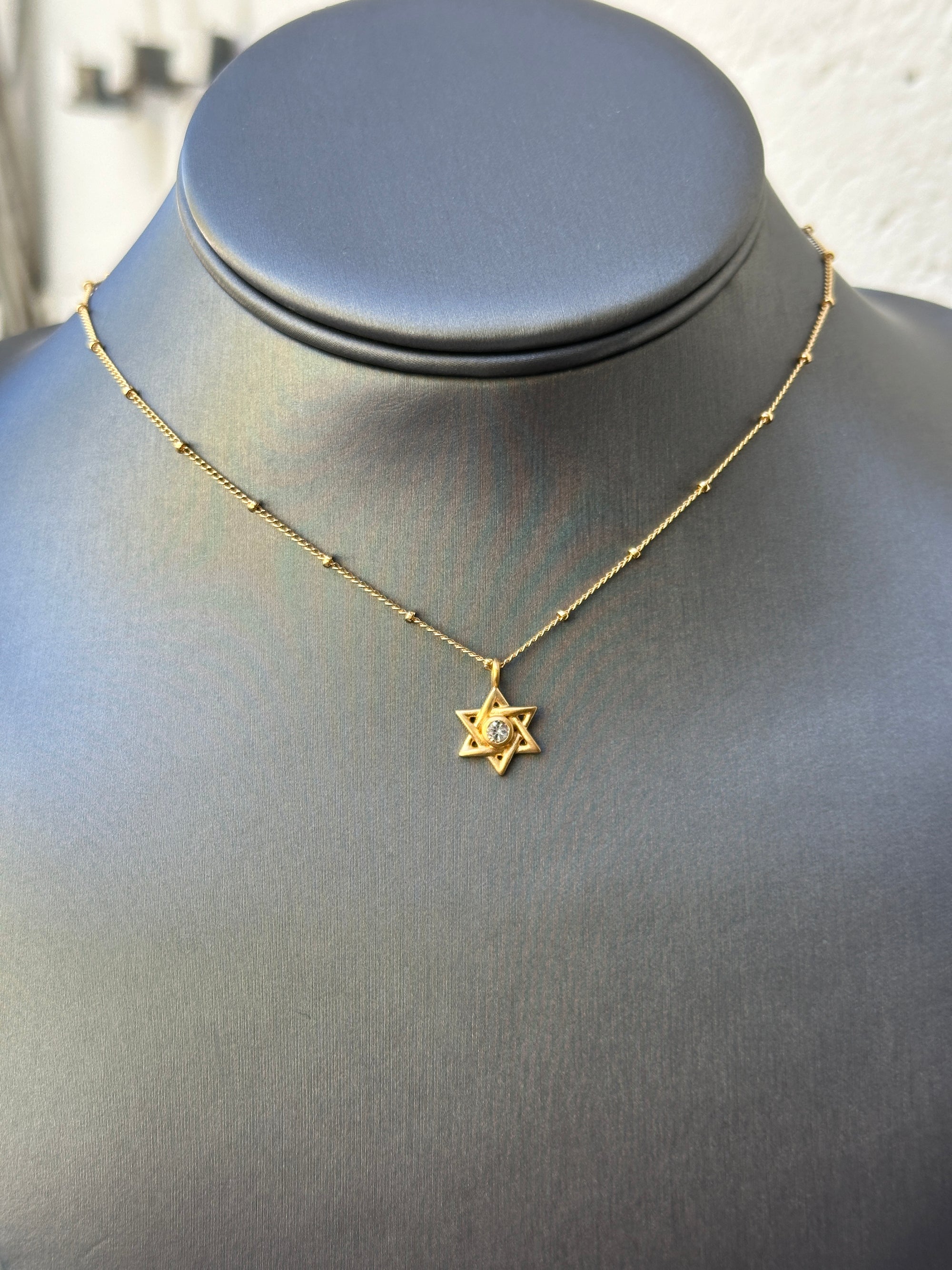 White Topaz Star of David Necklace