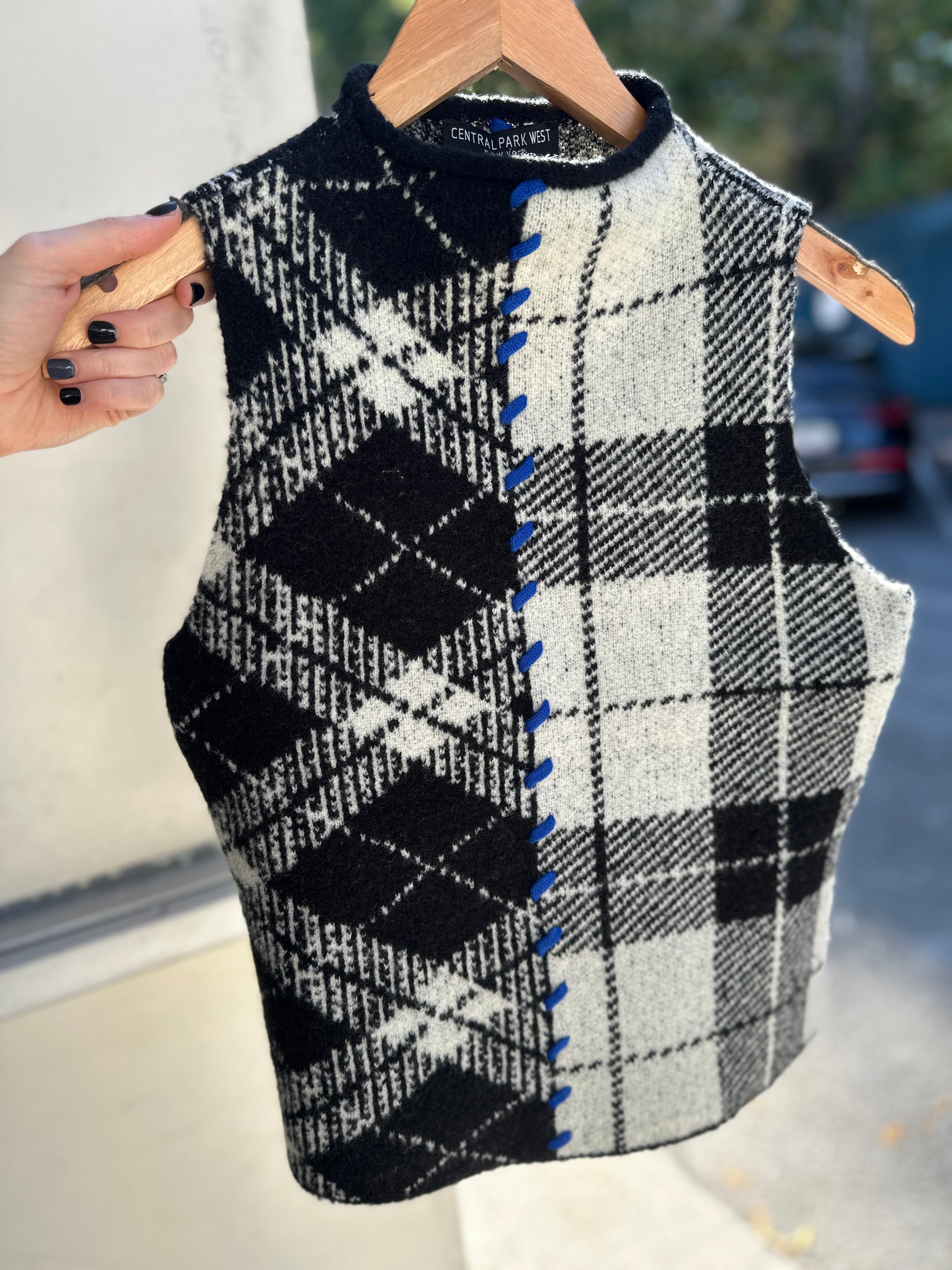 Plaid Sleeveless Mock Neck