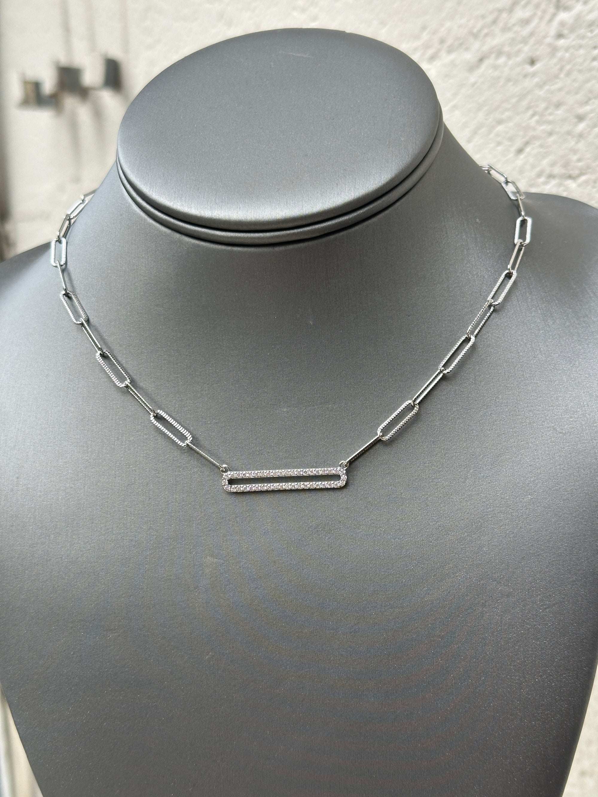 Pave Link Paperclip Chain