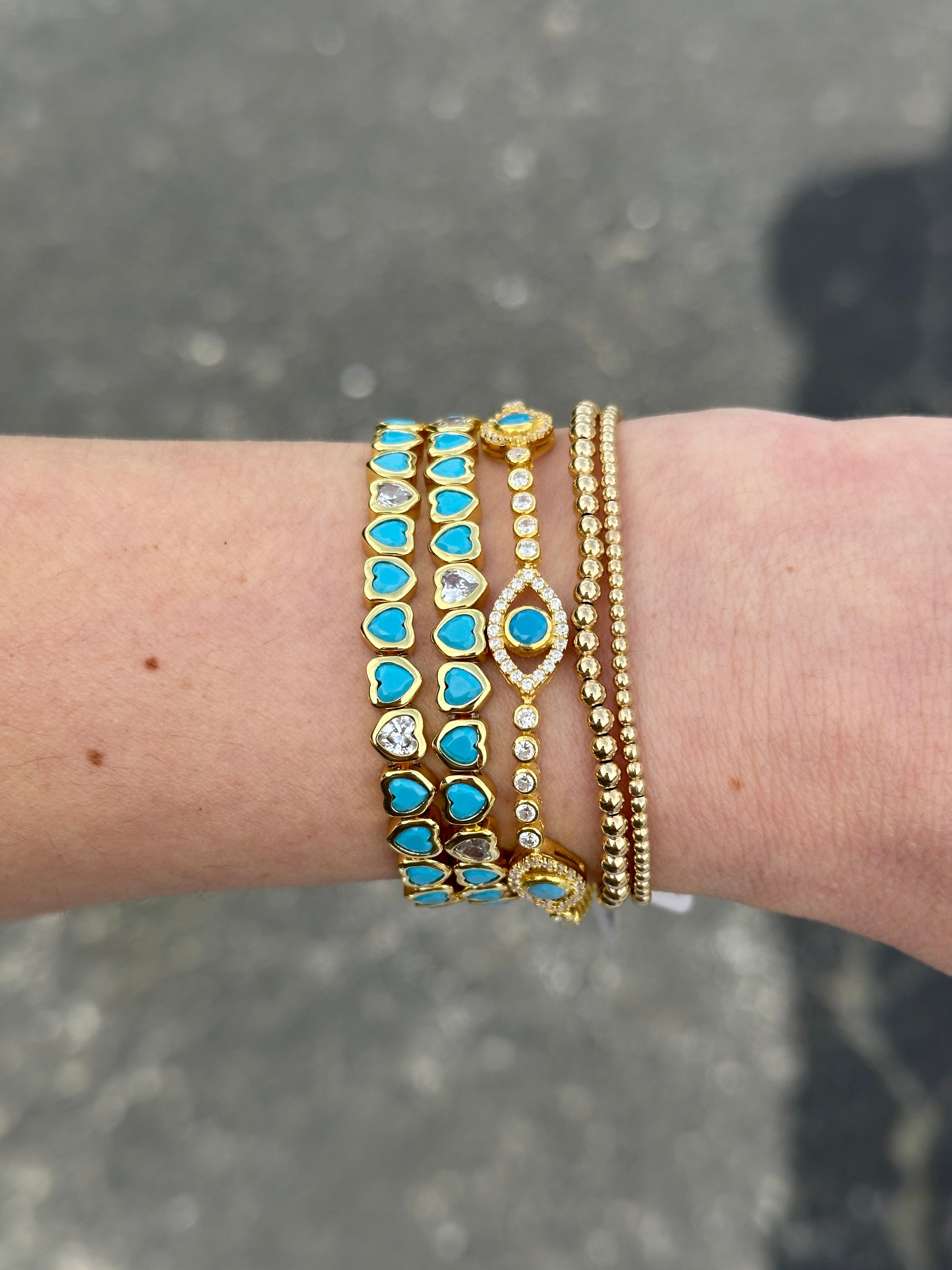 Turquoise Bezel Stretch Bracelet