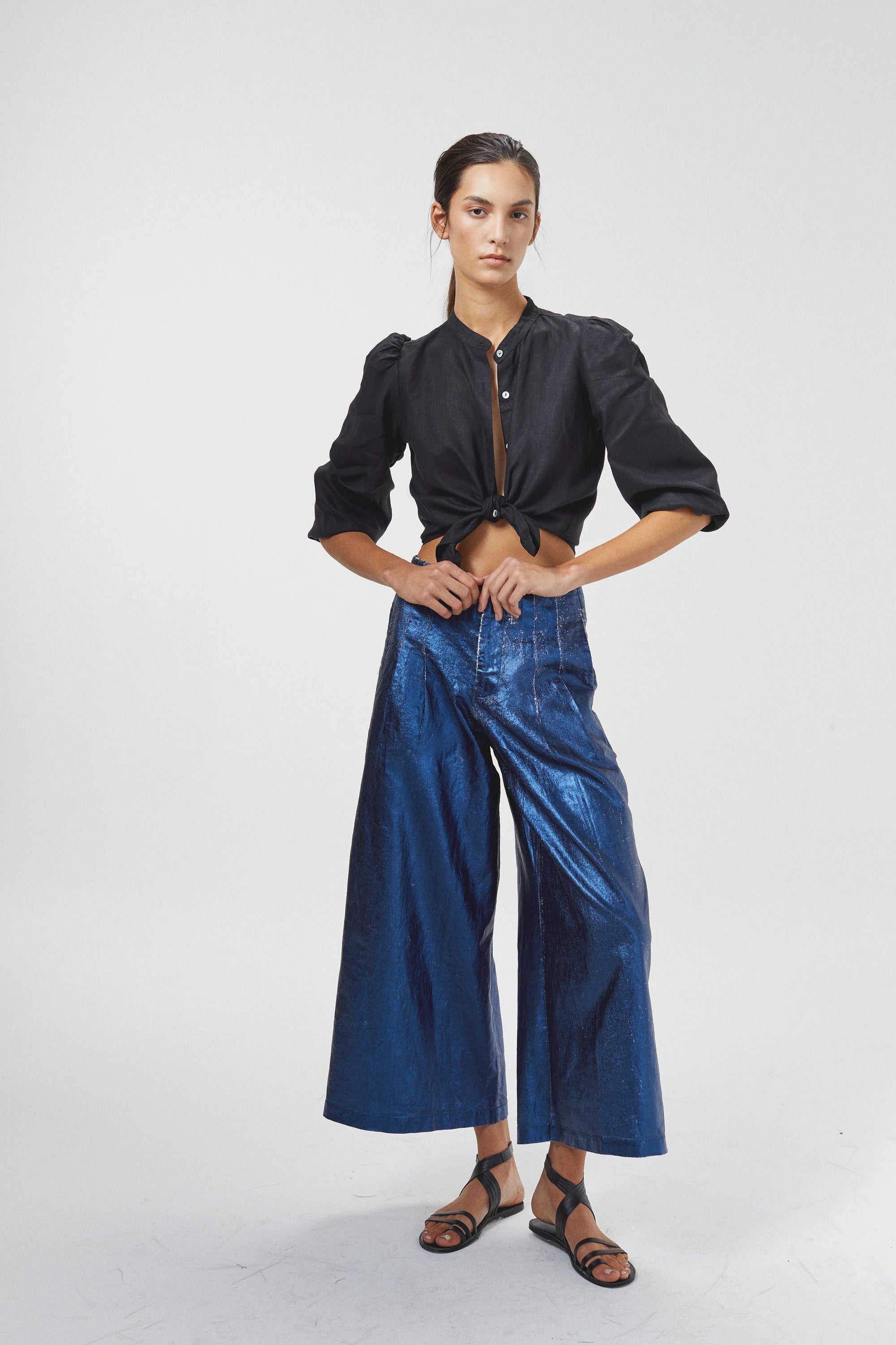 Metallic Culotte Pants