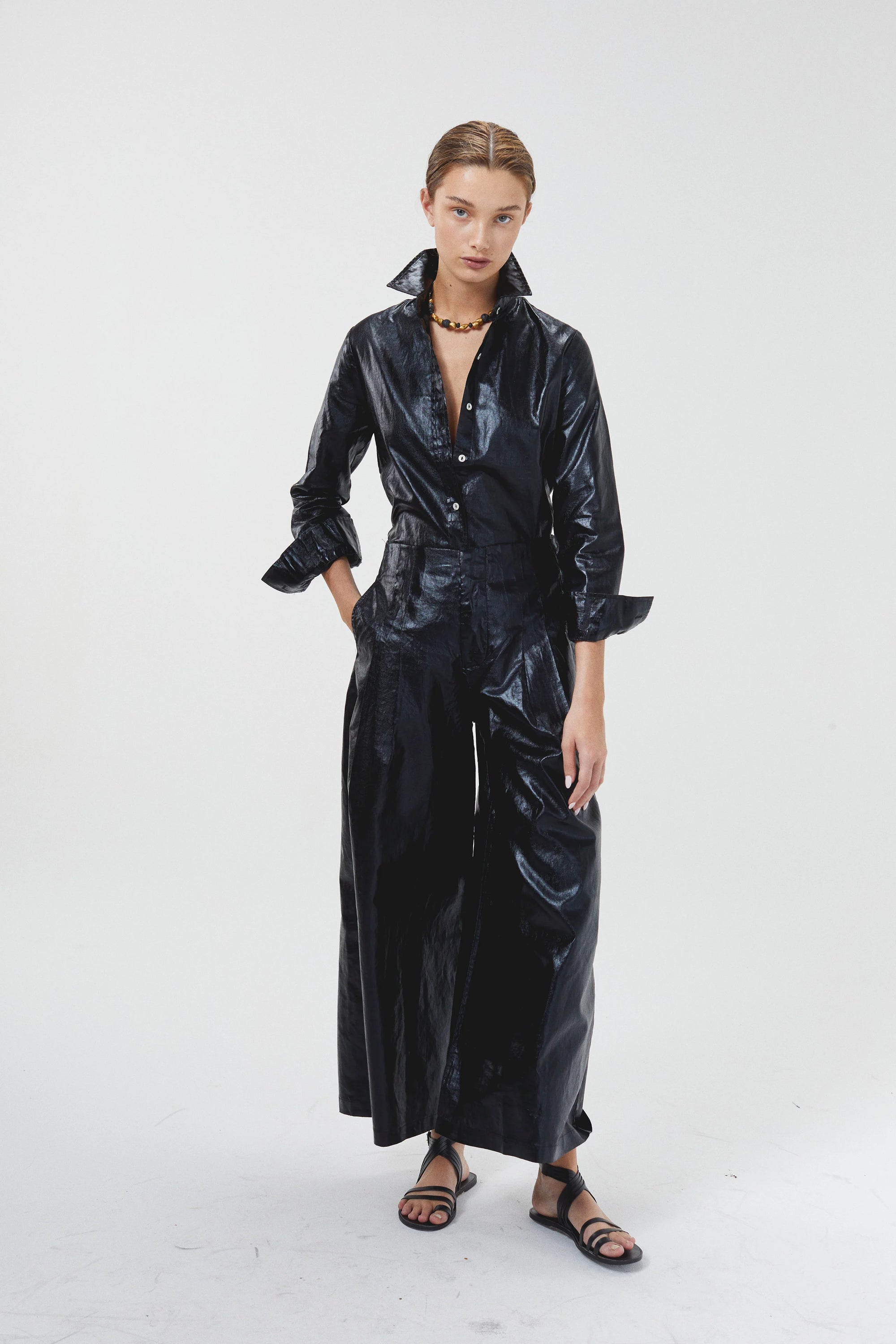 Metallic Culotte Pants