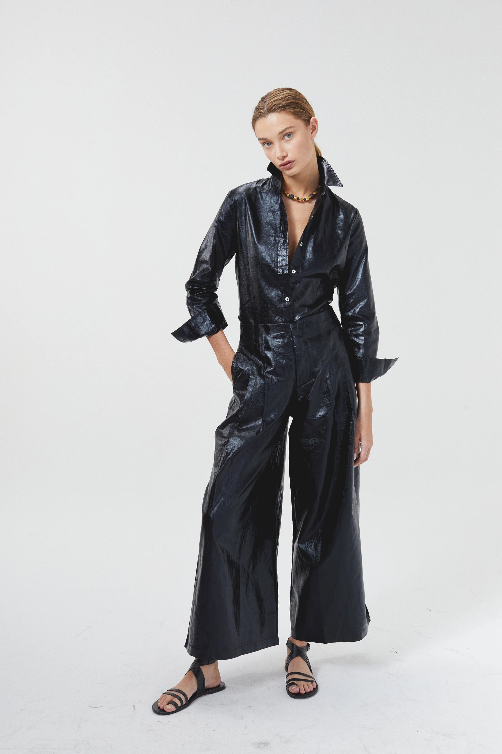 Metallic Culotte Pants