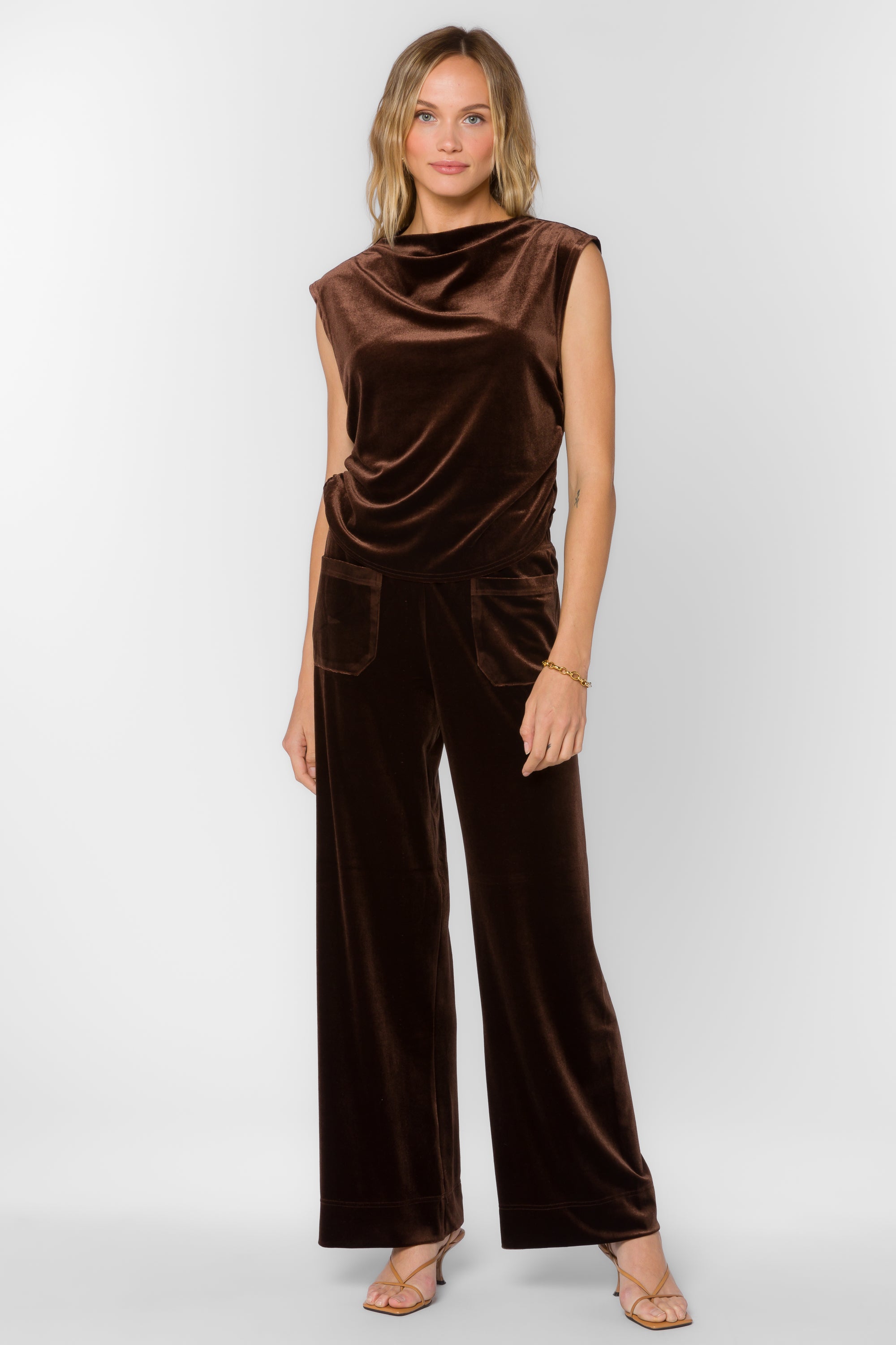 Lavali Velvet Drape Neck Top