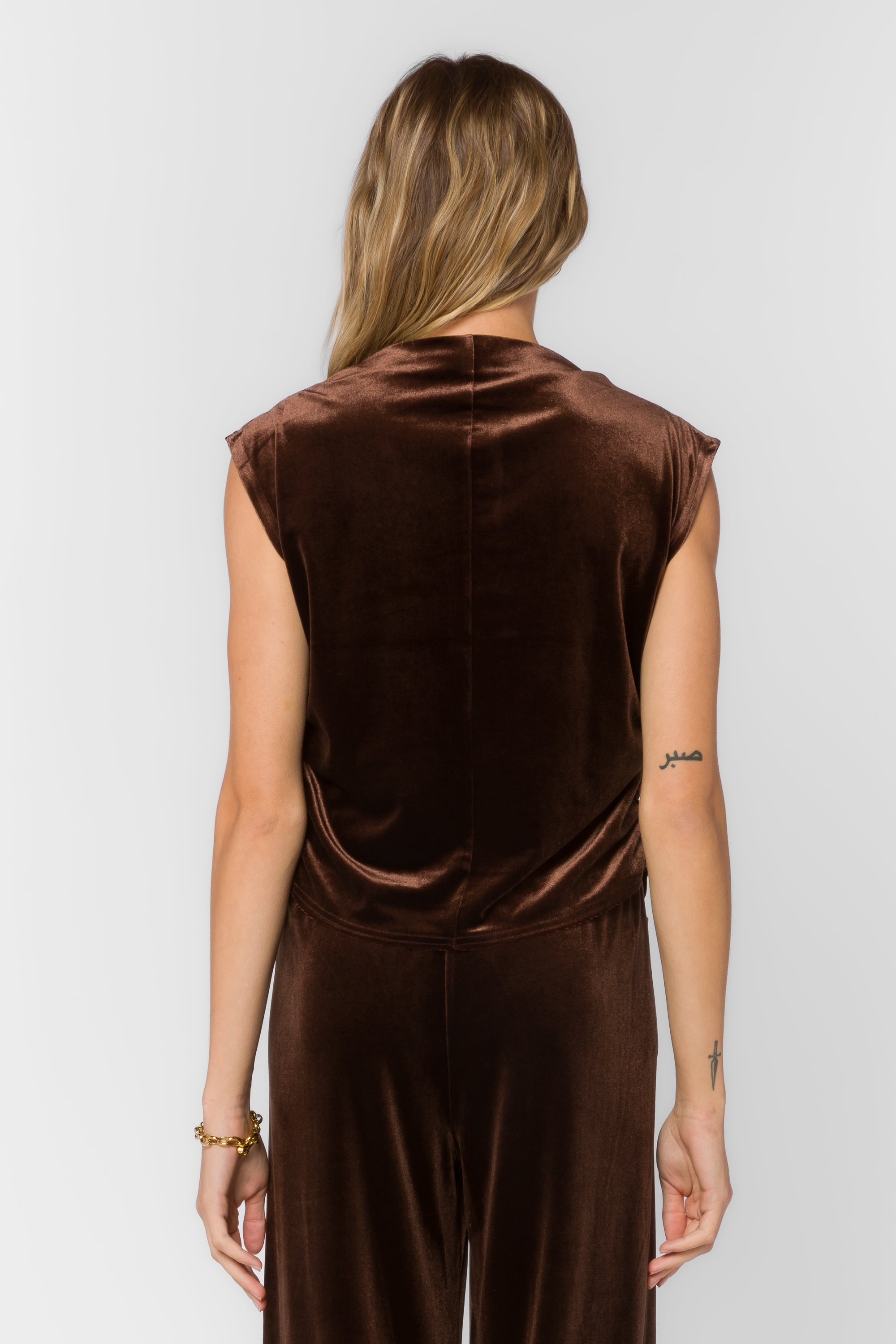 Lavali Velvet Drape Neck Top