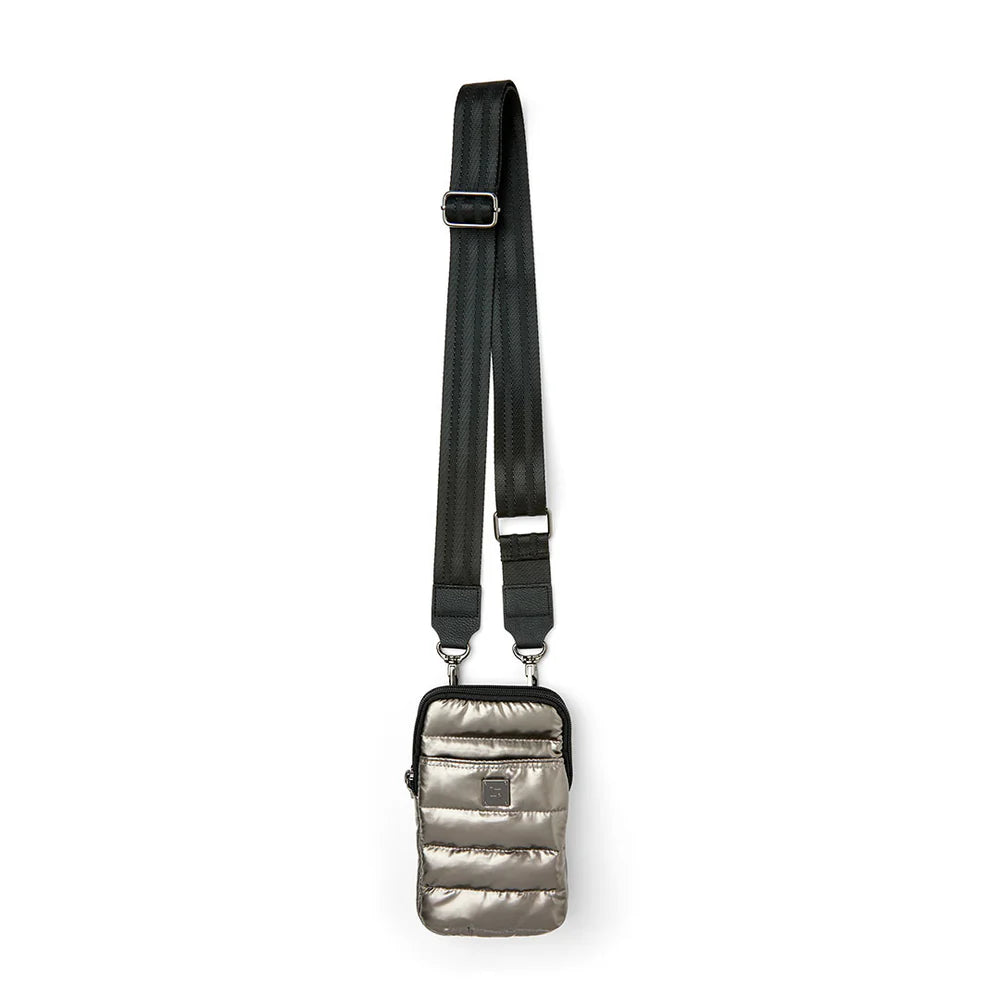 Buzz Me Puffer Cell Phone Crossbody- Lightning Grey