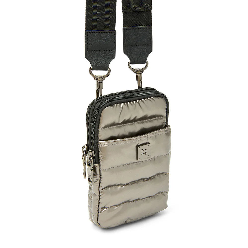 Buzz Me Puffer Cell Phone Crossbody- Lightning Grey