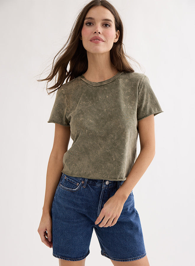 JACKIE RAW EDGE CREW NECK TEE