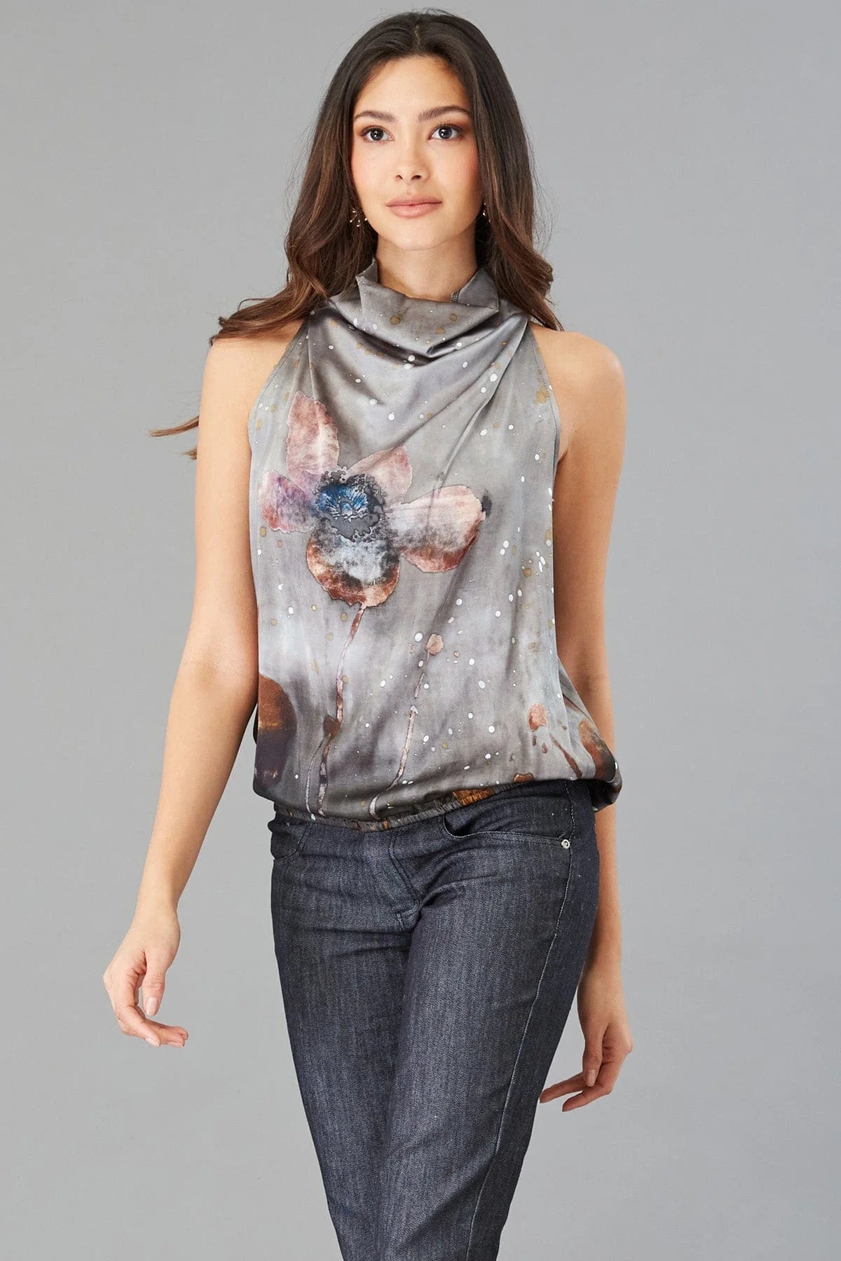 Printed Funnel Neck Top