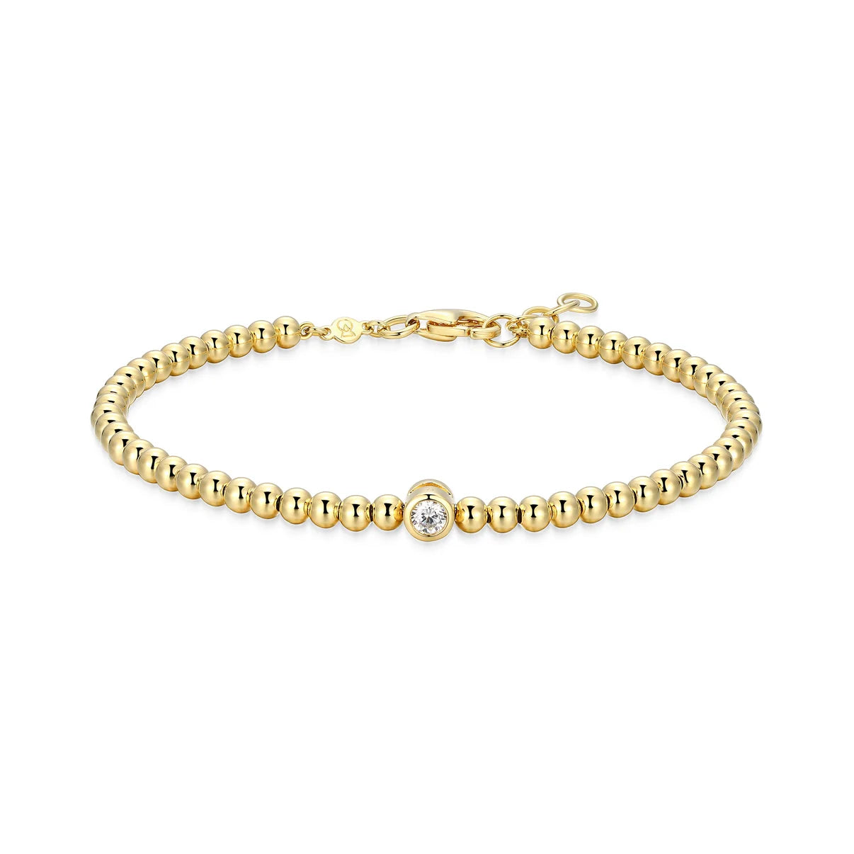 Bezel Set Diamond Beaded Bracelet