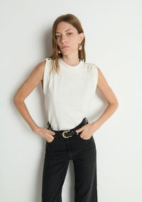 Mikka Buttoned Shoulder Tank