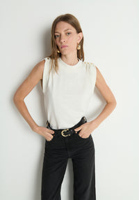Mikka Buttoned Shoulder Tank