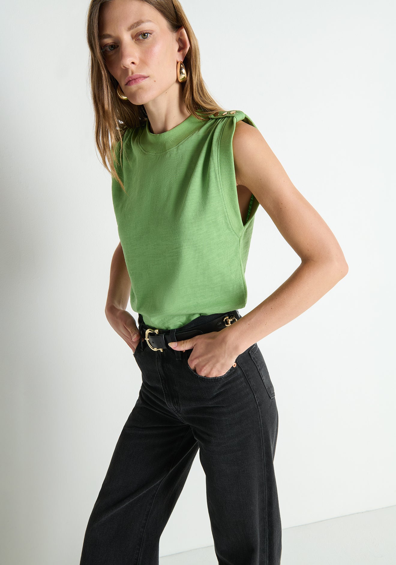 Mikka Buttoned Shoulder Tank