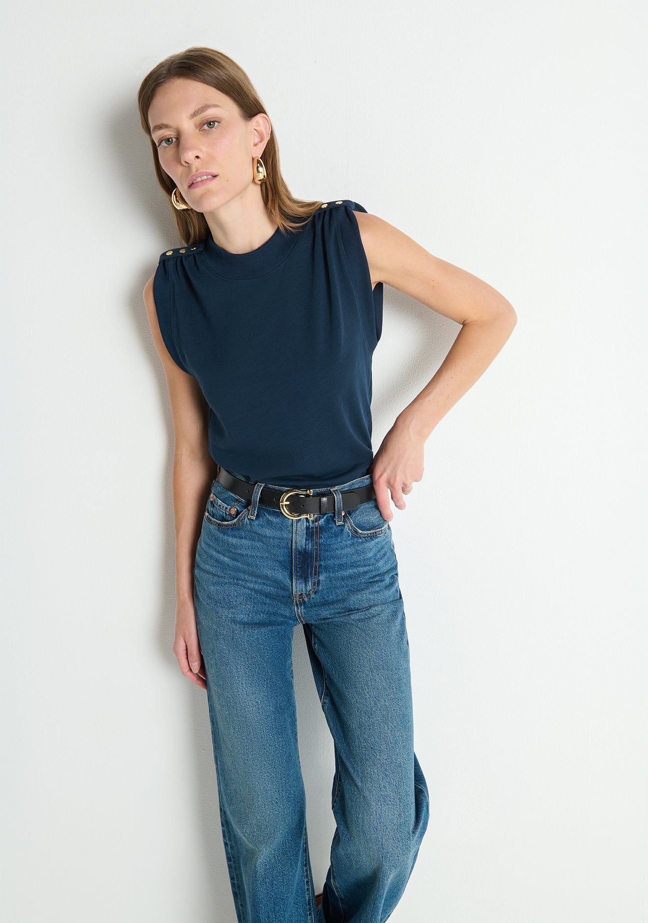 Mikka Buttoned Shoulder Tank