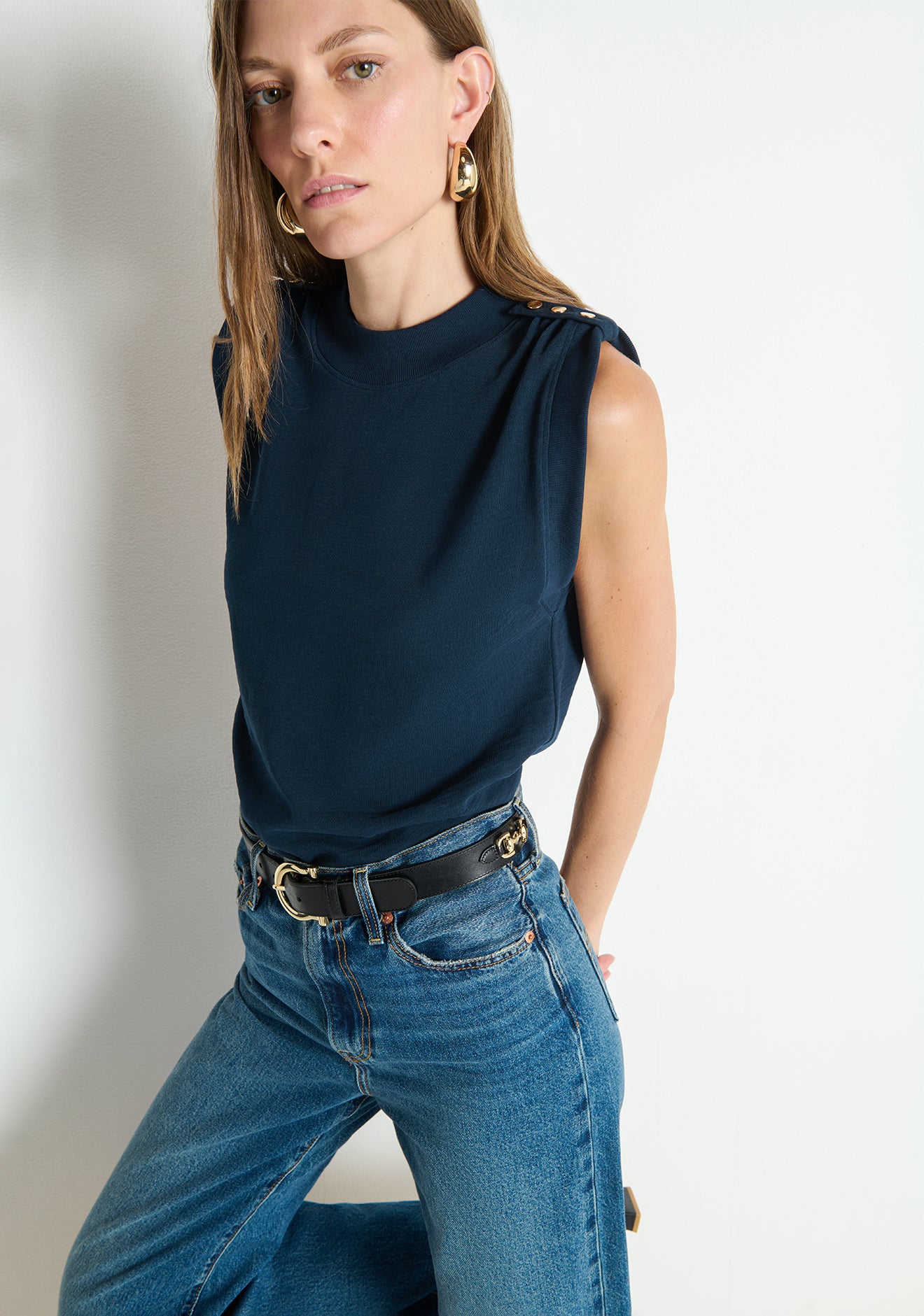 Mikka Buttoned Shoulder Tank