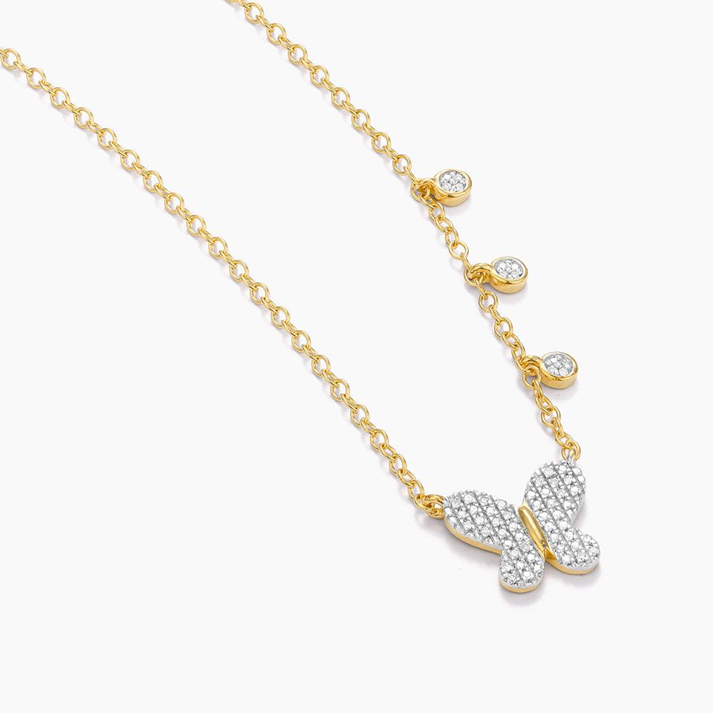 Diamond Dangle Butterfly Necklace