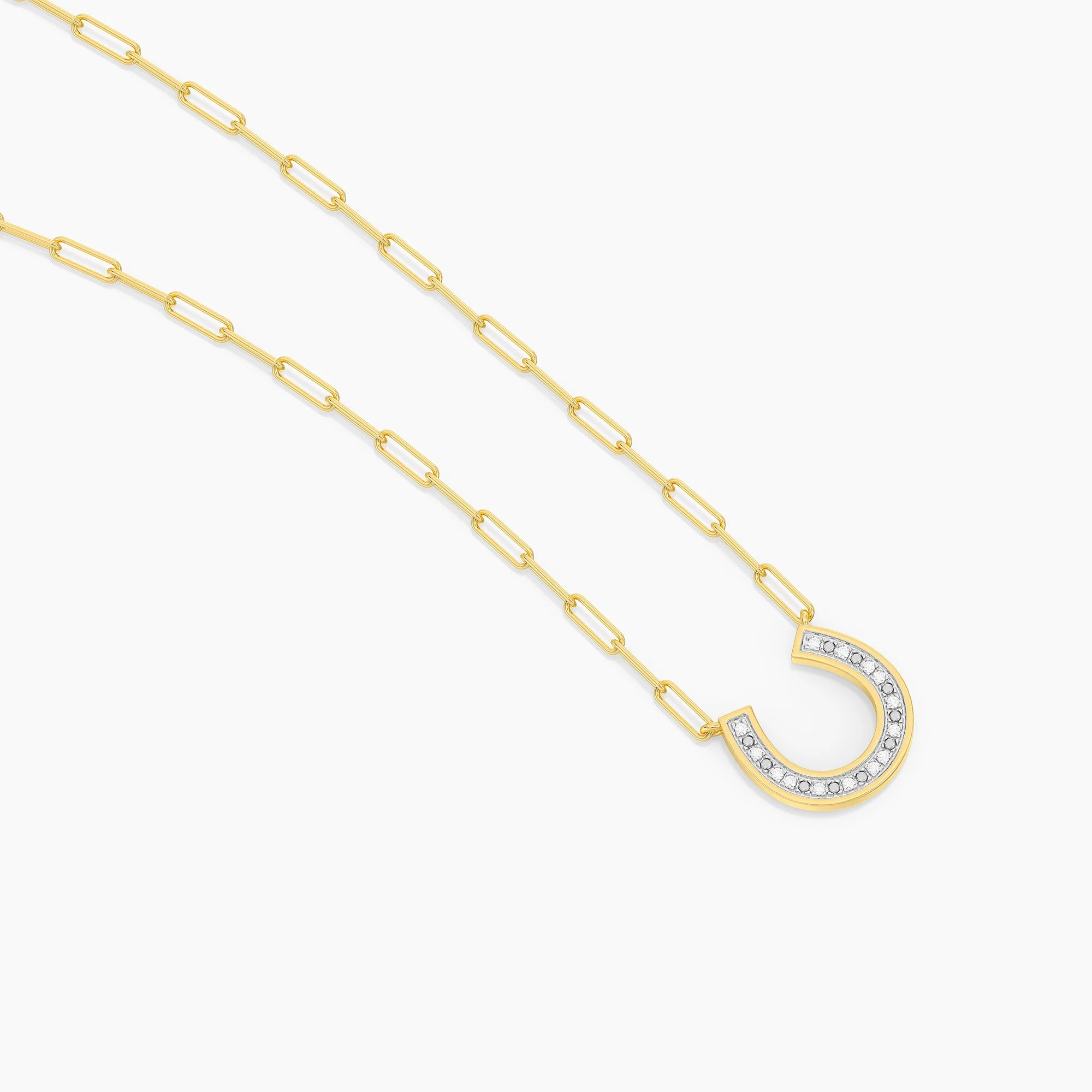 Diamond Lucky Horseshoe Pendant Necklace