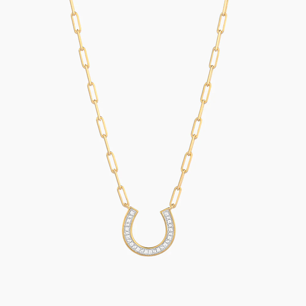 Diamond Lucky Horseshoe Pendant Necklace