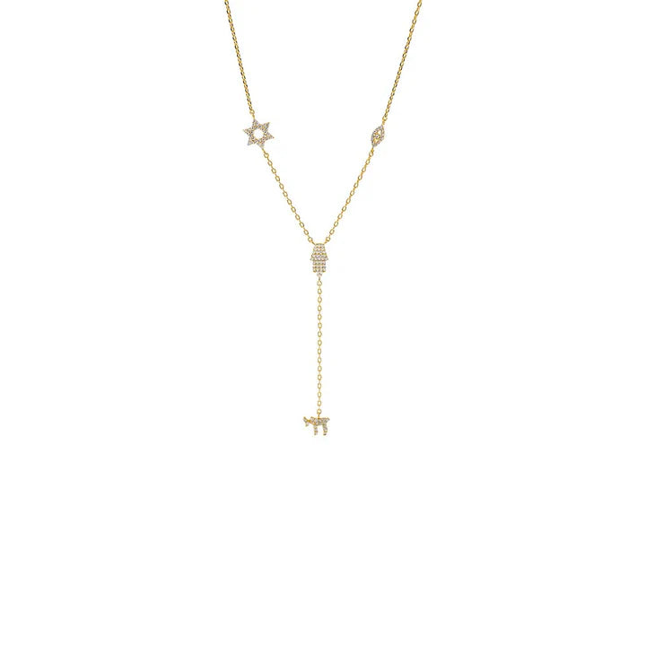 Pave Protection Lariat Necklace